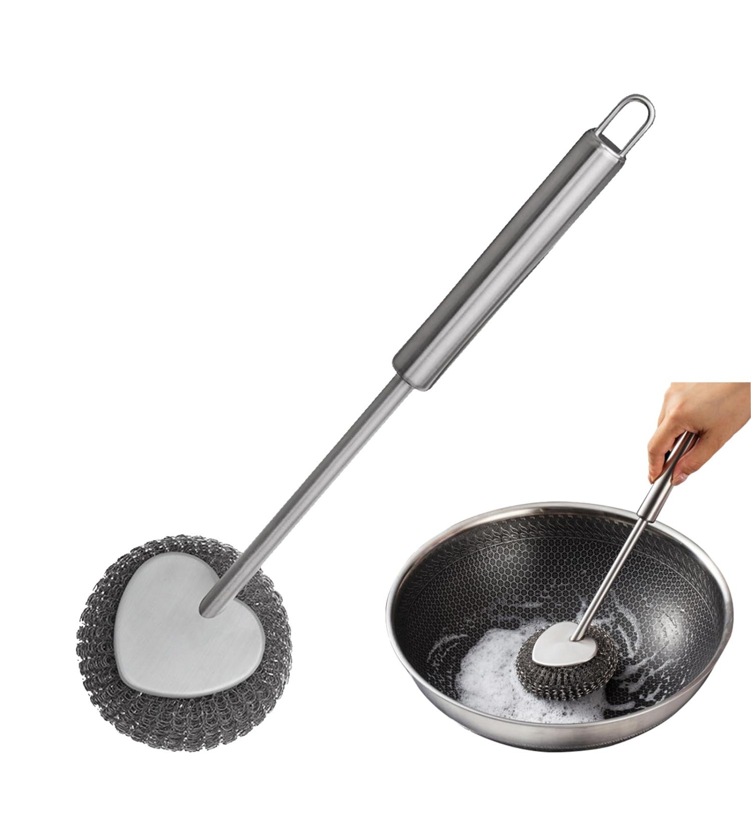 Stainless Steel Pot Cleaner Set - Scrubby Sponges & Handle for Kitchen & Bathroom - Buy Online on GoSupps.com