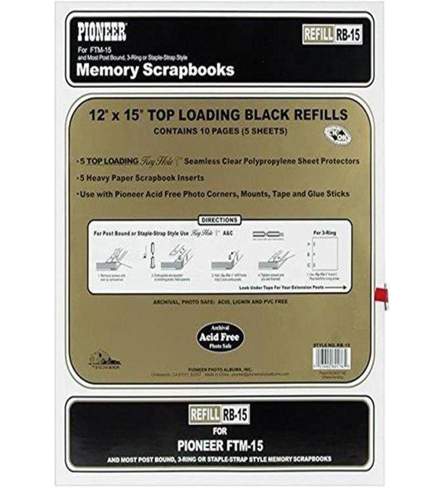 Pioneer Post Bound Top-Loading Page Protectors 12 by 15-Inch 5-Pack