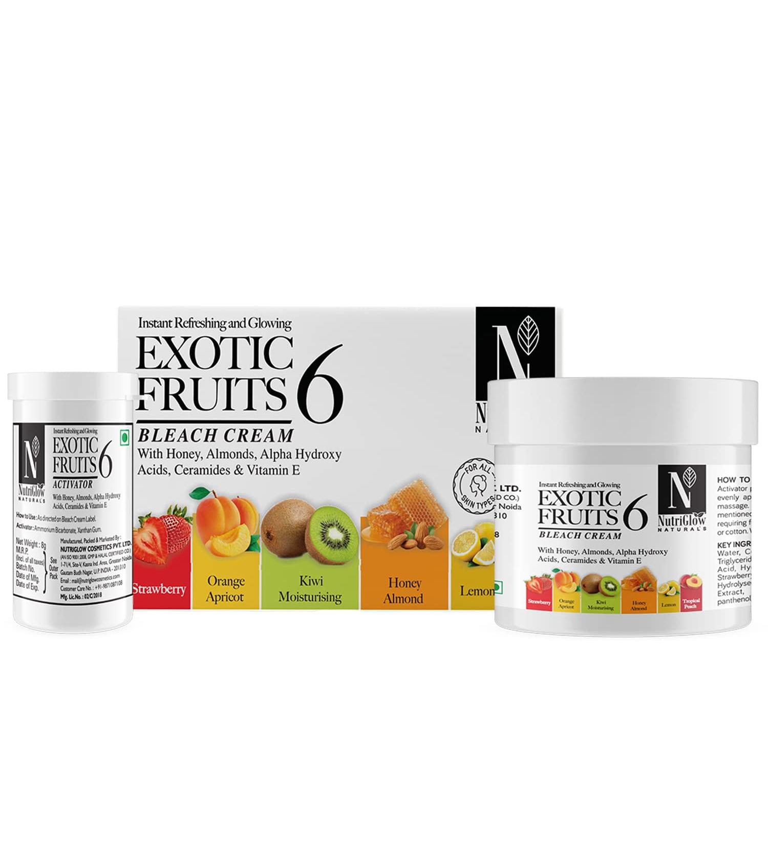 NutriGlow Exotic Fruit Bleach Cream with Honey & Almond - 43g for Men & Women | Natural Skincare  - Buy Online on GoSupps.com