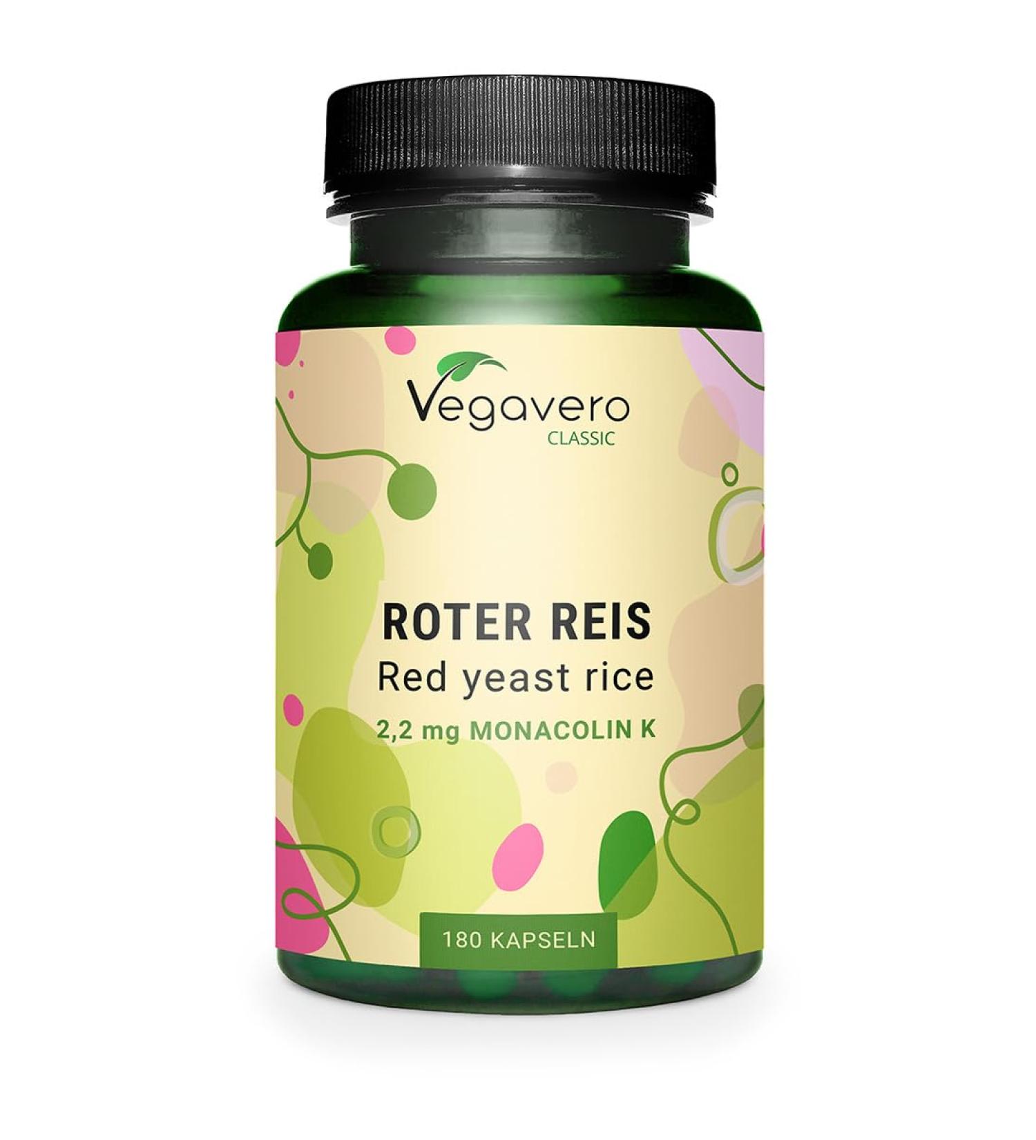 Red Yeast Rice Capsules Vegavero | 2.9mg Monacolins | Cholesterol & Blood Circulation Support | 180 Vegan Capsules - Buy Online on GoSupps.com