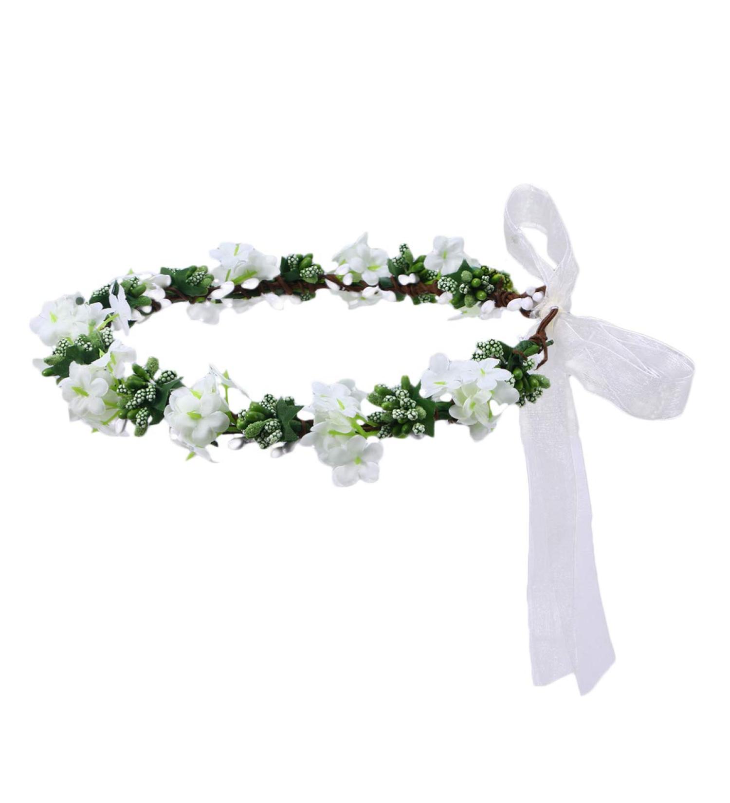 VALICLUD bridal headwear flower girl Green Flower Women Flower Headband artificial garland Handmade Adjustable Flower veil headband hair accessories for girls crown woman white wedding - Buy Online on GoSupps.com