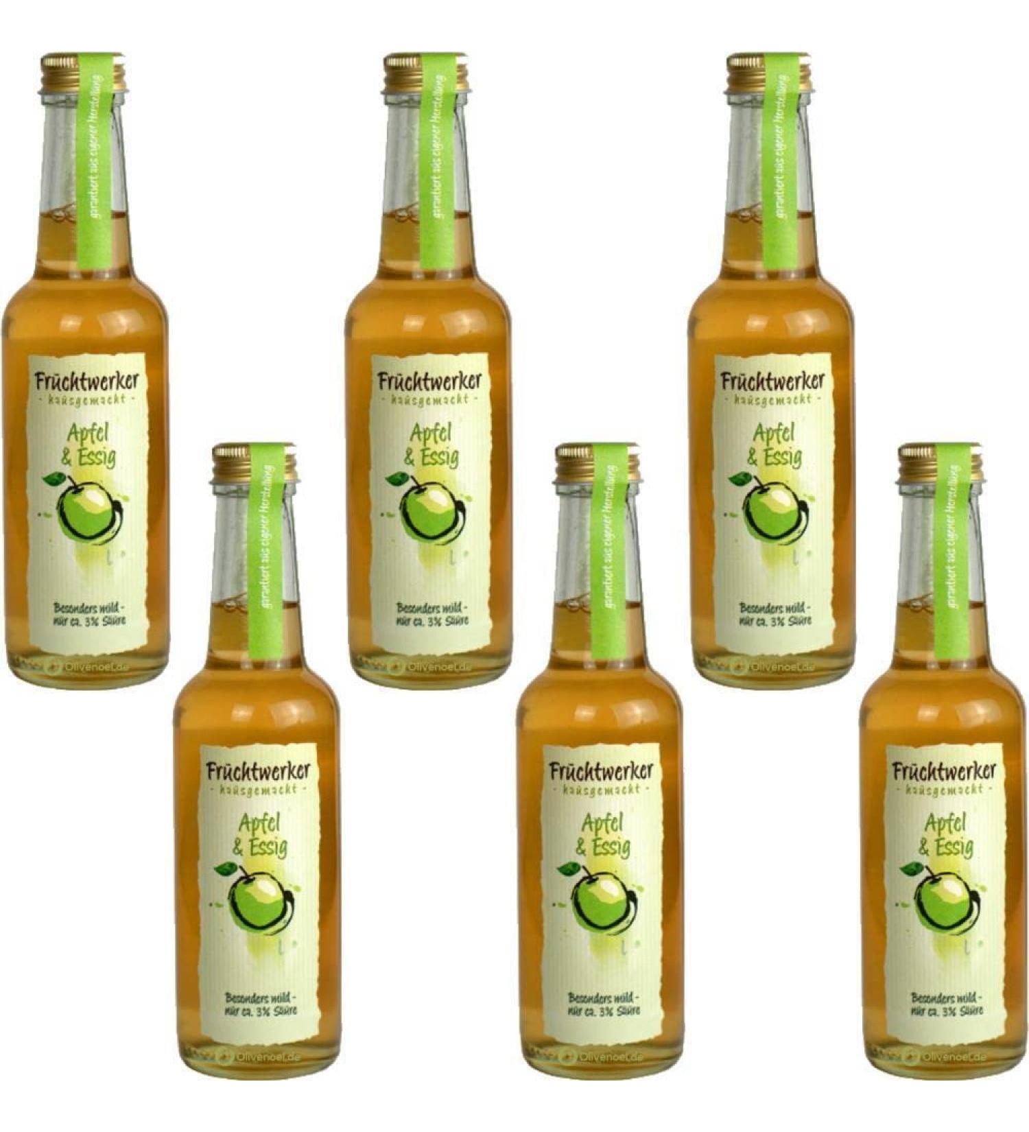 Fruchtwerker fruit worker apple & vinegar with real fruit juice 6 x 250ml glass bottle - Buy Online on GoSupps.com