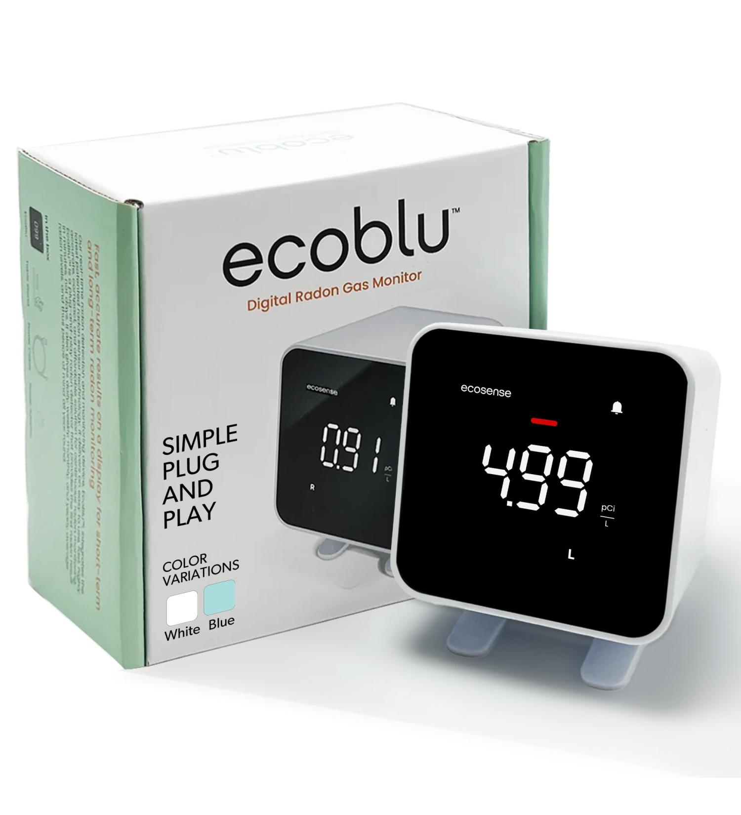 Ecosense EB100 Ecoblu Home Radon Detector - Continuous Monitoring Easy to Use Accurate Results Every 10 Minutes - International Shipping - Buy Online on GoSupps.com