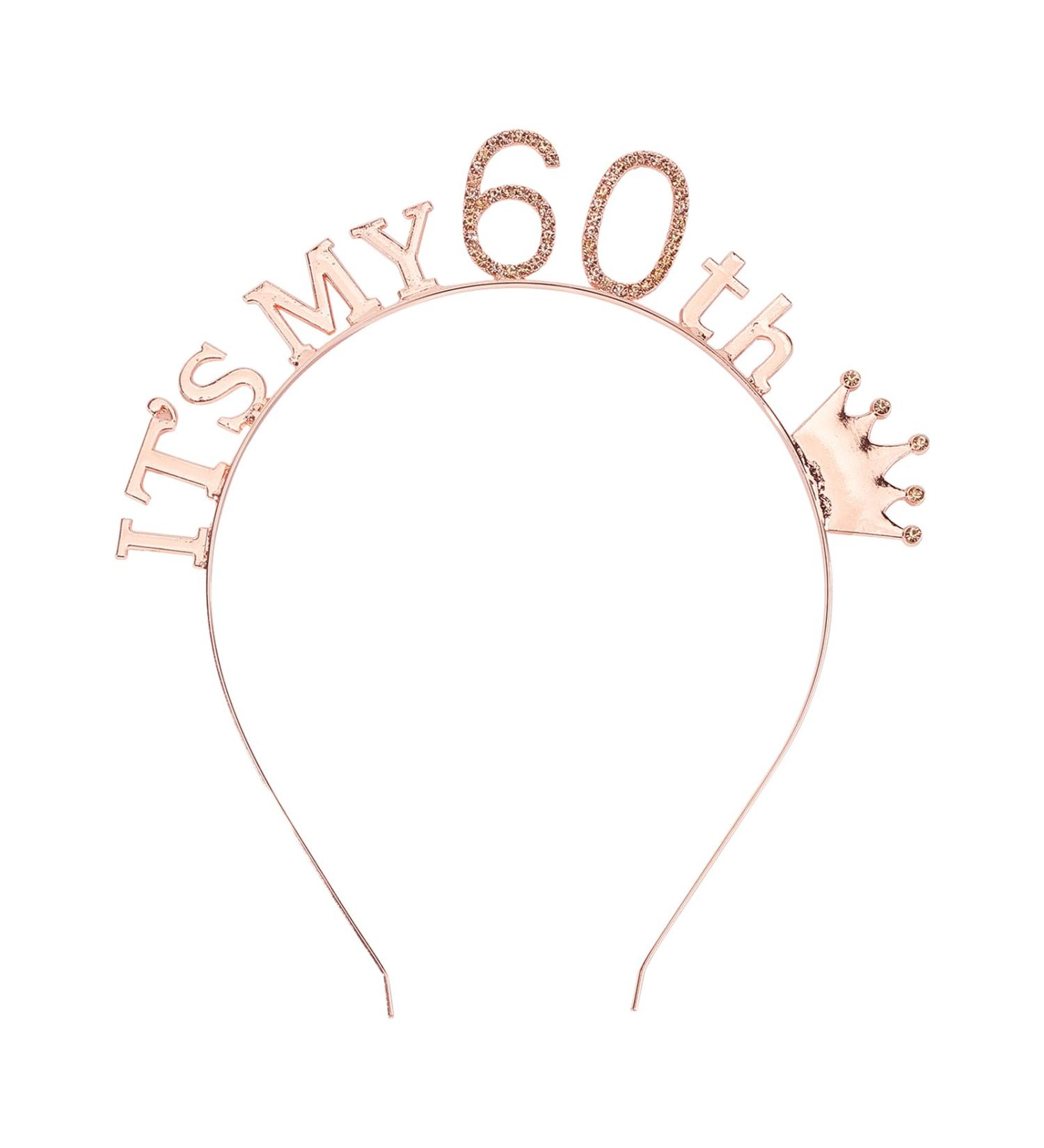 NICENEEDED 60th Birthday Headband Happy Birthday Crown Headband Headhoop with Rhinestone Goddess Tiara Headress for Women Birthday Party Hair Decoration Accessories - Buy Online on GoSupps.com