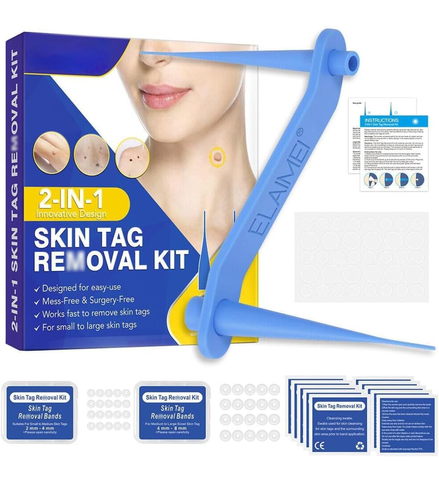 2-IN-1 Skin Tag Tool Kit for Men and Women Fast and Easy Painless Kit for Small (2mm) to Medium (8mm) - Safe for Most Parts - Blue (Blue) - Buy Online on GoSupps.com