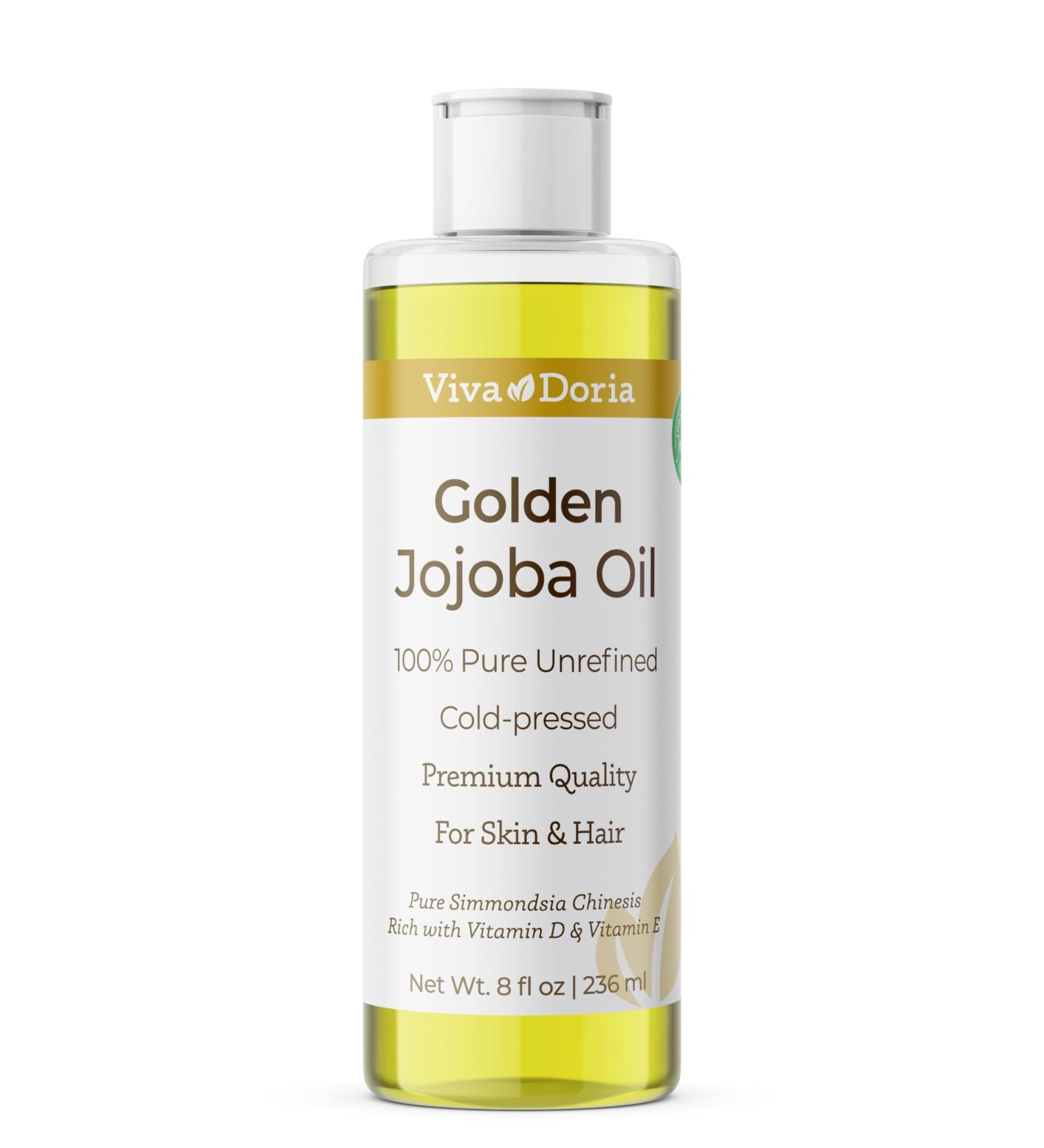 Viva Doria Golden Jojoba Oil - 100% Pure Unrefined 8 fl oz | Deeply Moisturizing Anti-Aging Oil for Hair Skin & Nails - International Shipping Available - Buy Online on GoSupps.com
