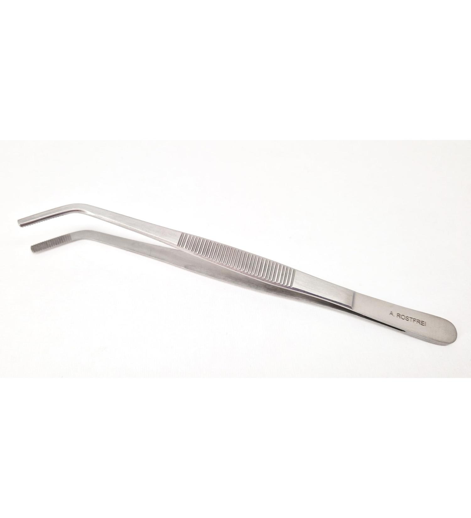 Tweezers front angled 16 cm for laboratory use practice industrial work gardening cooking aquaristics beauty
