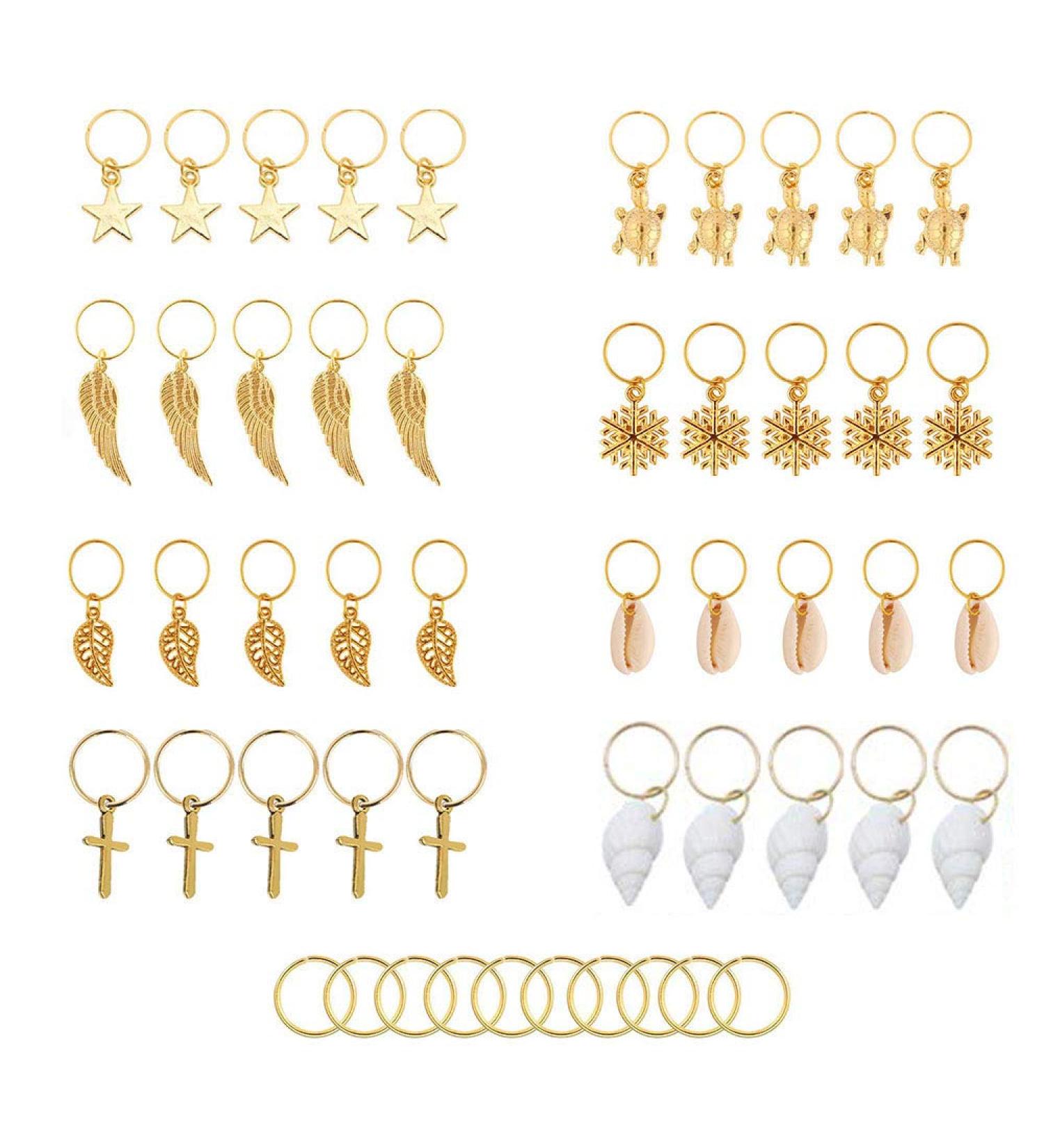 50-Piece Gold Hair Accessory Set | Needle Rings Clips Headbands & Charms - Stylish Copper & Shell Designs for Braid & Updo - Buy Online on GoSupps.com