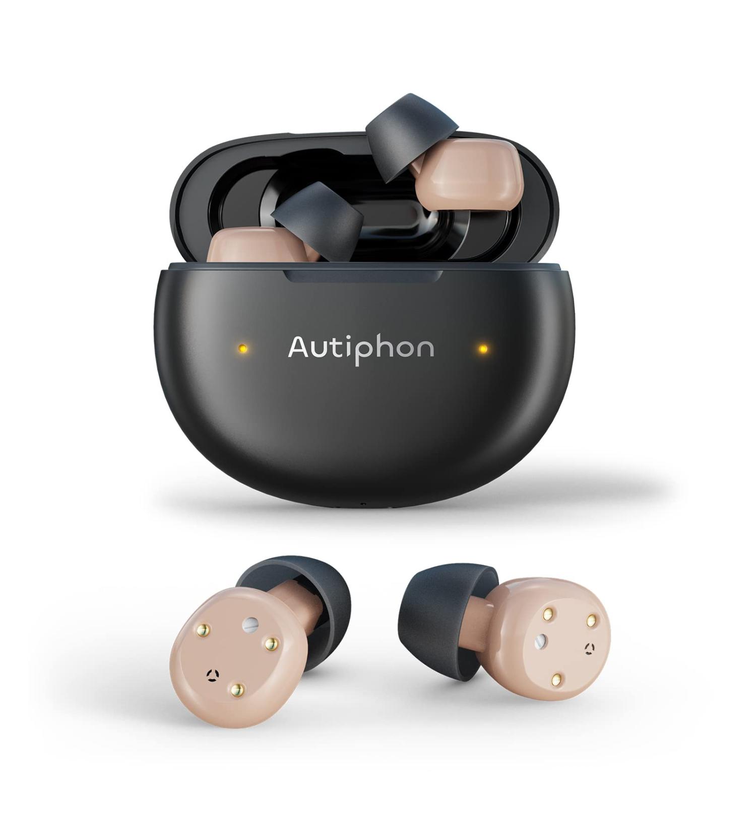 Autiphon Advanced Digital Rechargeable Hearing Aids for Seniors - Noise Cancelling Mini CIC Devices with Charging Case - Beige Pair - Buy Online on GoSupps.com