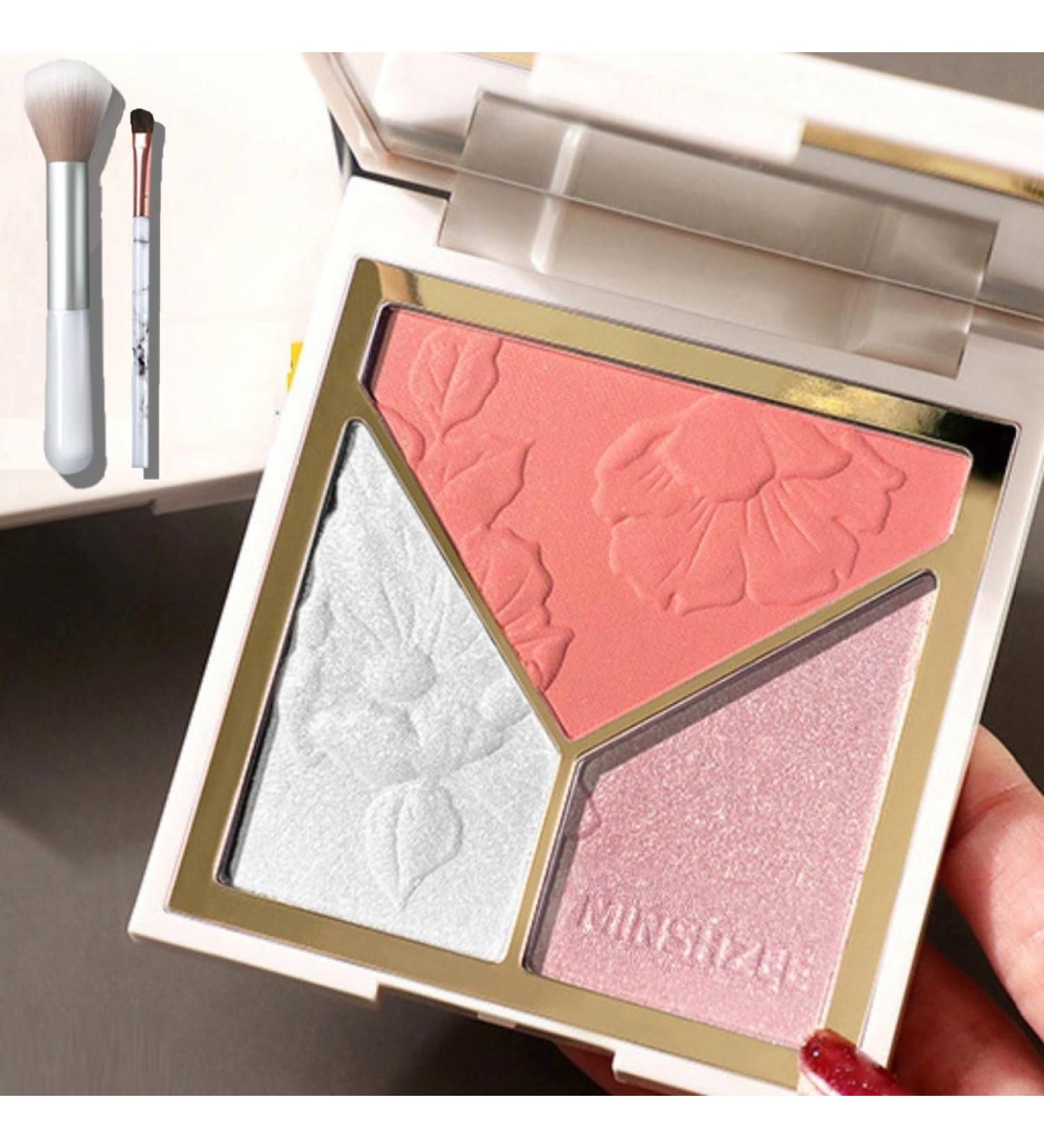 Karlor 3-in-1 Contour Palette - Highlighter Blush & Bronzer with Brushes | Perfect Makeup Contouring Powder - International Shipping - Buy Online on GoSupps.com