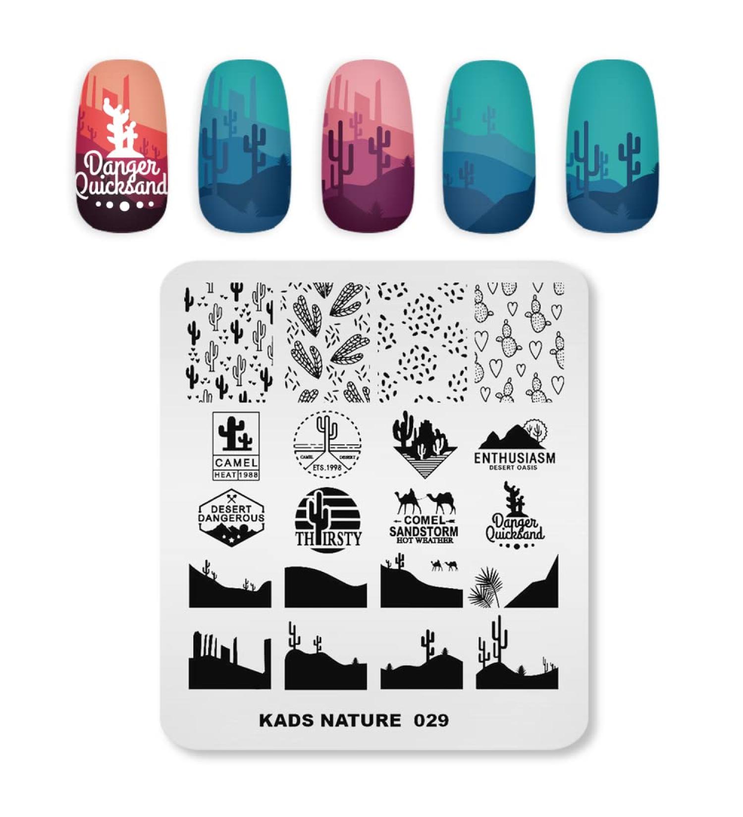 Alexnailart Nature Theme Nail Stamp Plates - Cactus Desert & Camel Designs for DIY Nail Art | NA029 - Buy Online on GoSupps.com