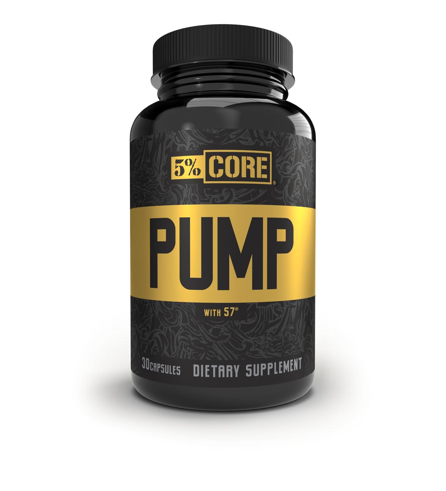 5% Nutrition Core Pump Caps - All Natural NO2 Nitric Oxide Booster Supplement Pills (30 Count) | Ultra Low Stim Preworkout with 5mg Caffeine - Buy Online on GoSupps.com