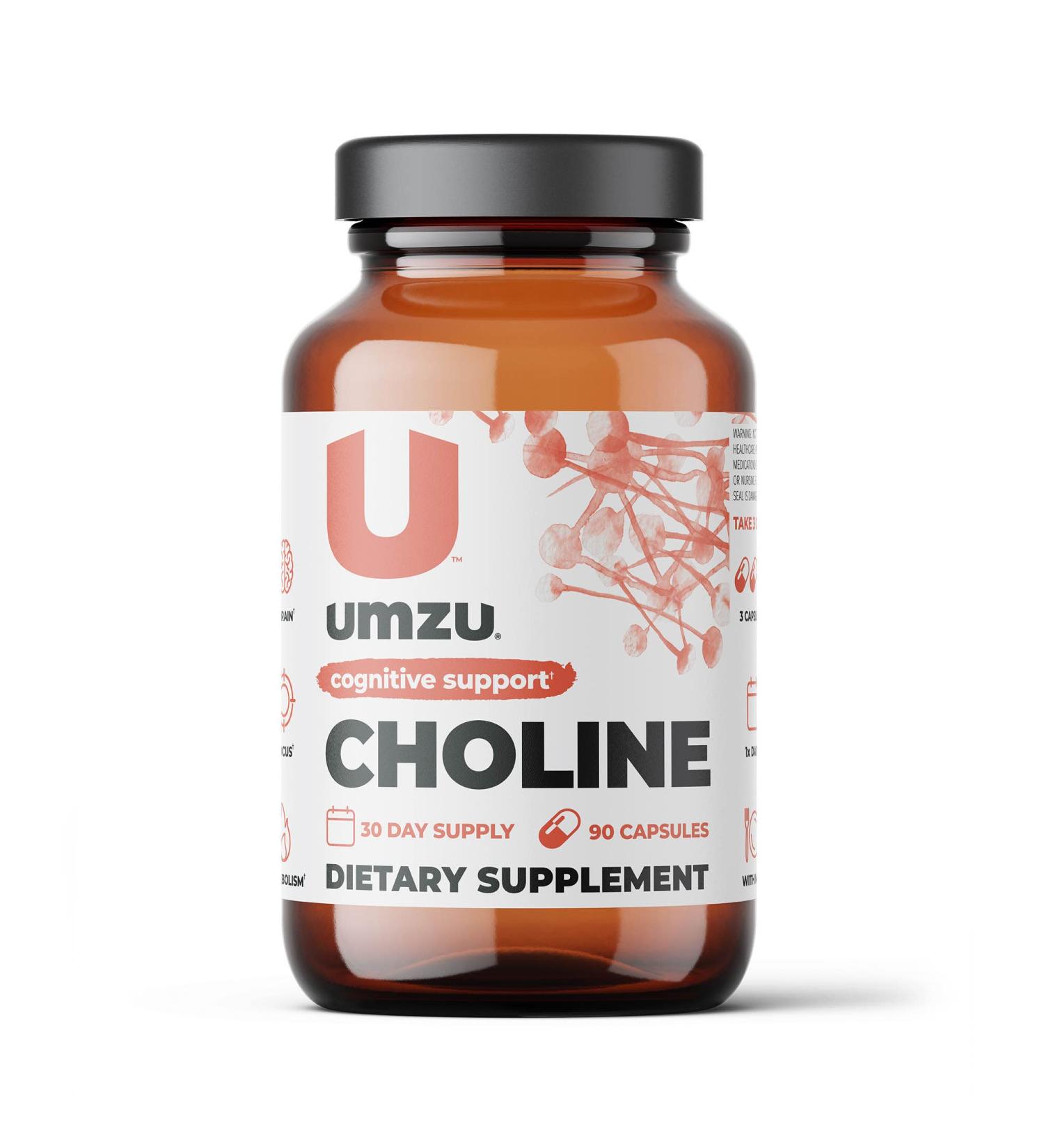 UMZU Choline Supplement for Cognitive & Hormonal Support - 30 Day Supply (90 Capsules) - Buy Online on GoSupps.com