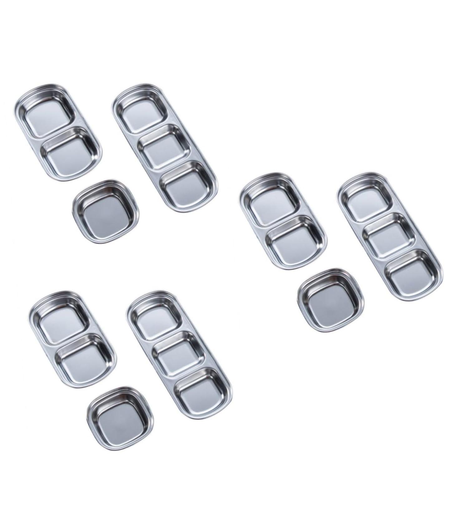 Zerodeko 9 Pcs Condiment Plate Sub-Grid Dish Wasabi Dish Soy Sauce Dishes Seasoning Dish Coffee Cup Holder Dishes for Cooking Appetizer Plate Stainless Steel Dipping Plate Titanium Mx3pcs As Shownx3pcs - Buy Online on GoSupps.com