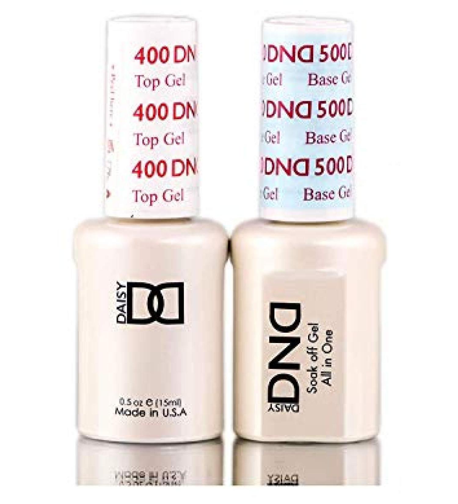 Daisy DND 400 Top Gel & 500 Base Gel DUO SET Soak off Gel All In One Base & Top Coat KIT for Nails (with bonus side Glitter) Made in USA (400 TOP & 500 BASE DUO PACK) 0.5 Fl Oz (Pack of 2)