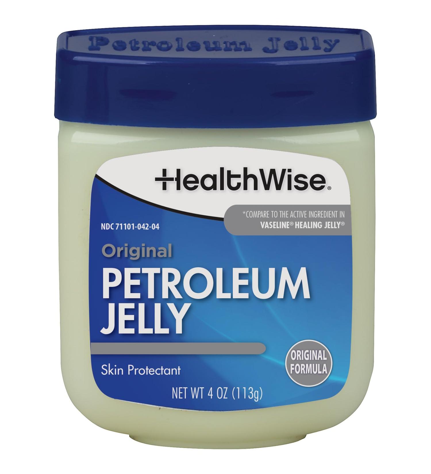 HealthWise Petroleum Jelly | Skin Protectant | Original Formula | Relieves Dry Skin | Protects Minor Cuts Scraps Burns | 4 oz. Jar |