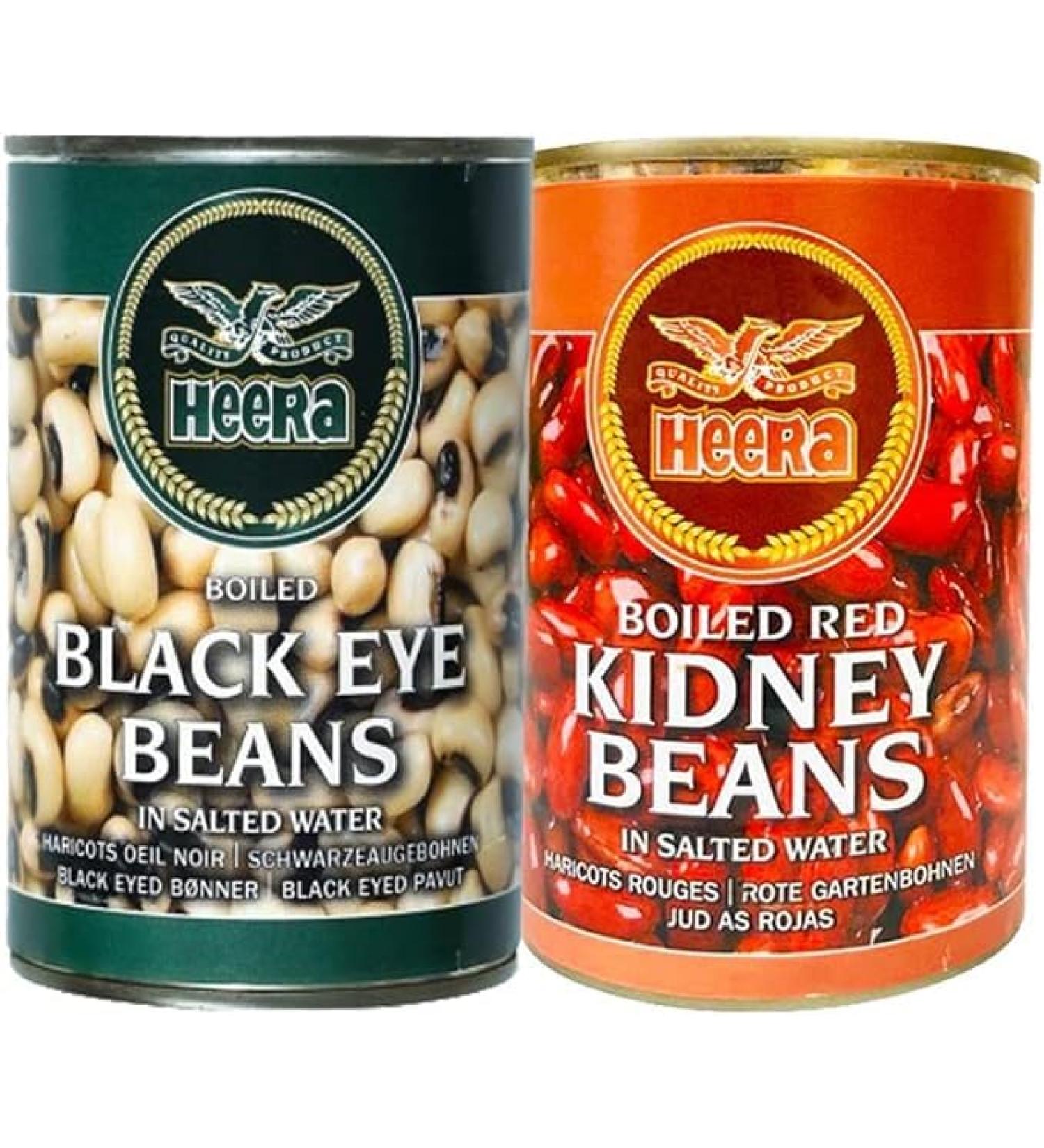 Seelans Superstore Heera Beans Tin Combo |Heera Red Kidney Beans Tin 400g | Heera Black Eye Beans Tin 400G |High Protein | Vegan |Ready to Cook | Indian Origin - Buy Online on GoSupps.com