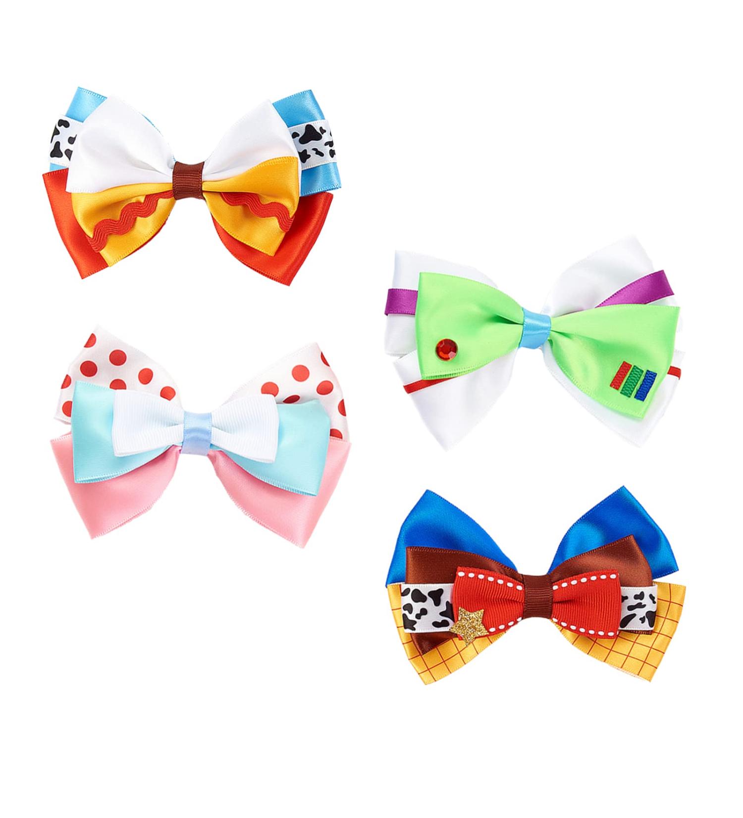 4 Inch Girls Hair Bow Clips - Set of 4 Cartoon Toy Dress Up Hair Accessories for Birthday Party Decorations - Cute Gift for Kids - Buy Online on GoSupps.com