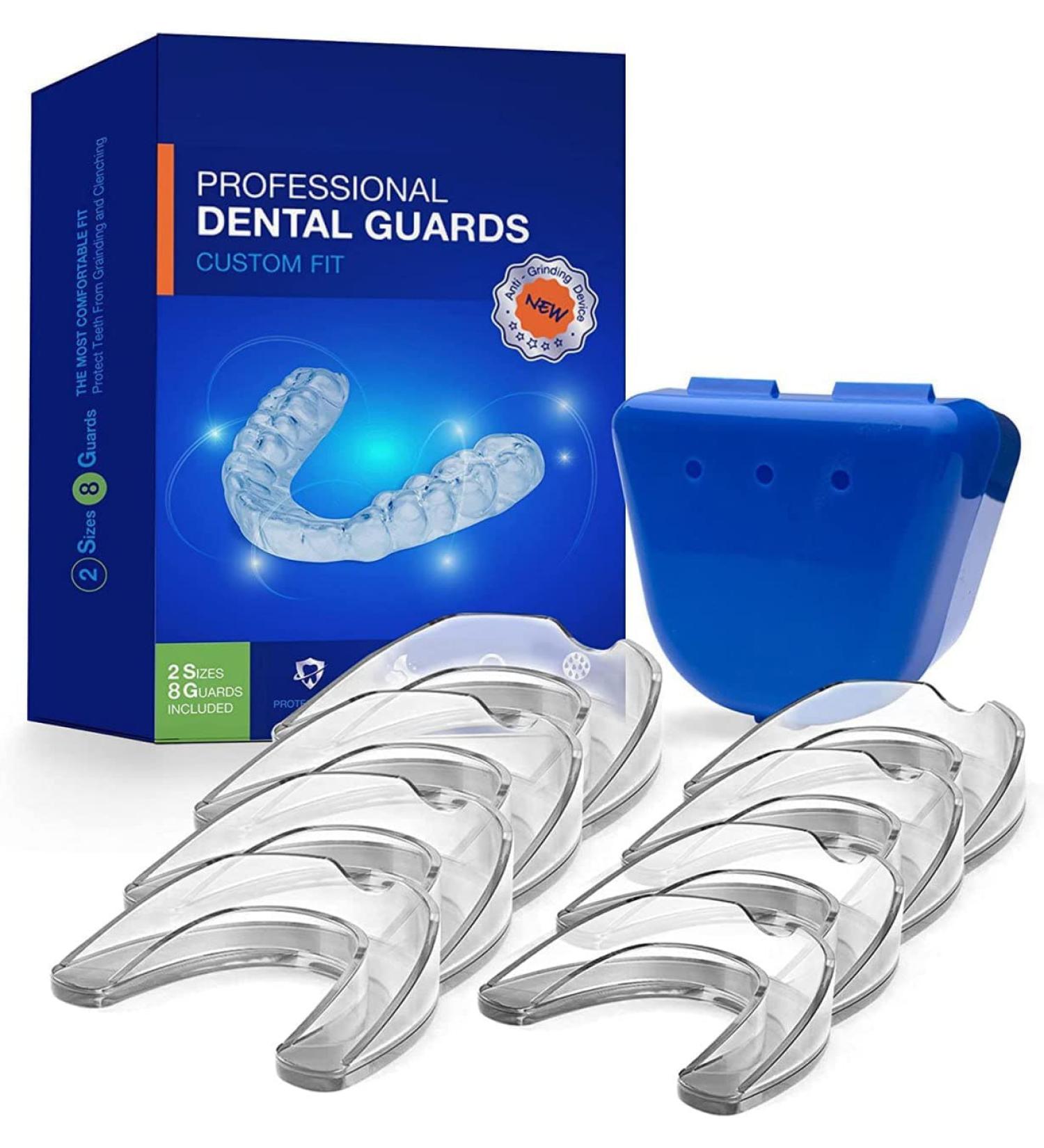 Teeth Grinding Mouth Guard 8 Pack - Bruxism & Clenching Dental Guard for Nighttime - 2 Sizes - Buy Online on GoSupps.com