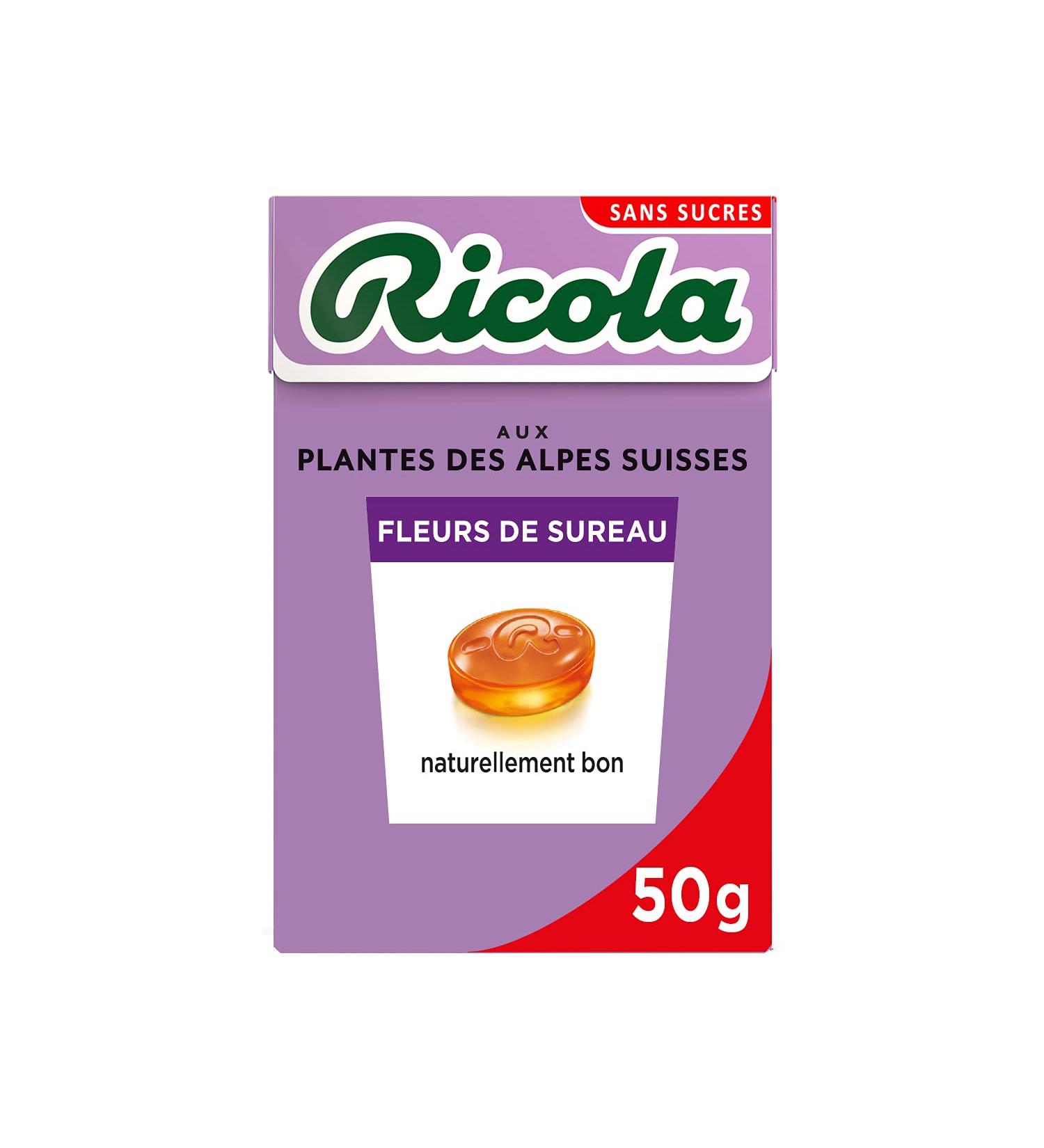 Ricola - Bonbons aux Plantes Suisses - Parfum Fleurs de Sureau - Rafra chissant - Sans Sucres - Bo te de 50g - Buy Online on GoSupps.com