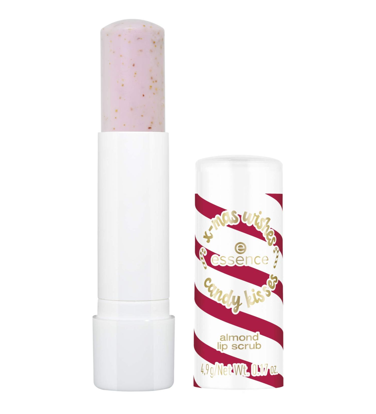 Essence X-Mas Wishes Candy Kisses Almond Lip Scrub No. 01 Candy Cane - Nourishing Pink Lip Care (4.9g) | Shop Internationally - Buy Online on GoSupps.com