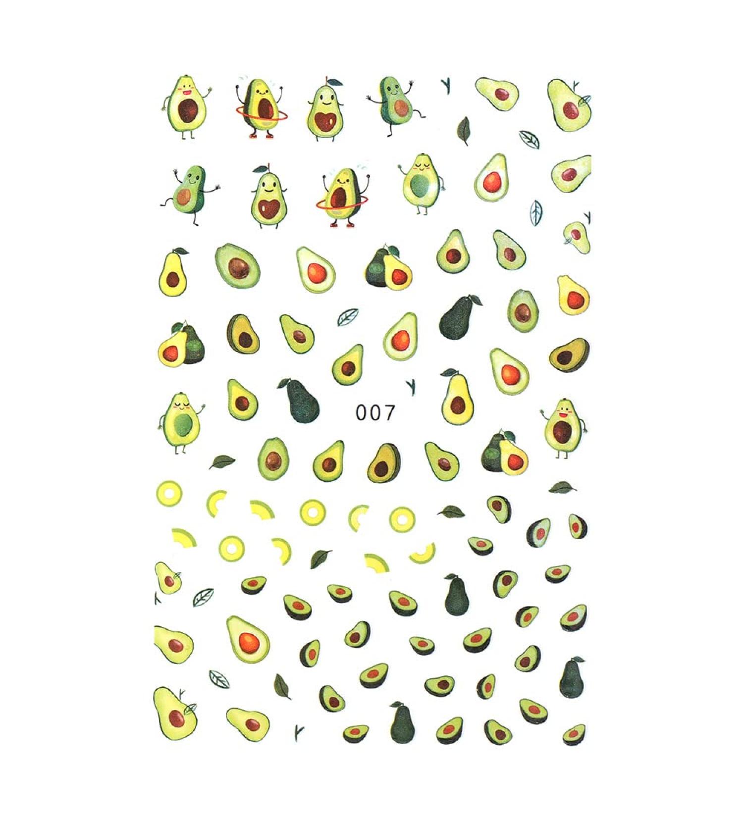 DIY Decoration Green Color Anime Cartoon Avocado 3D Design Nail Stickers Sliders Decals(007) - Buy Online on GoSupps.com