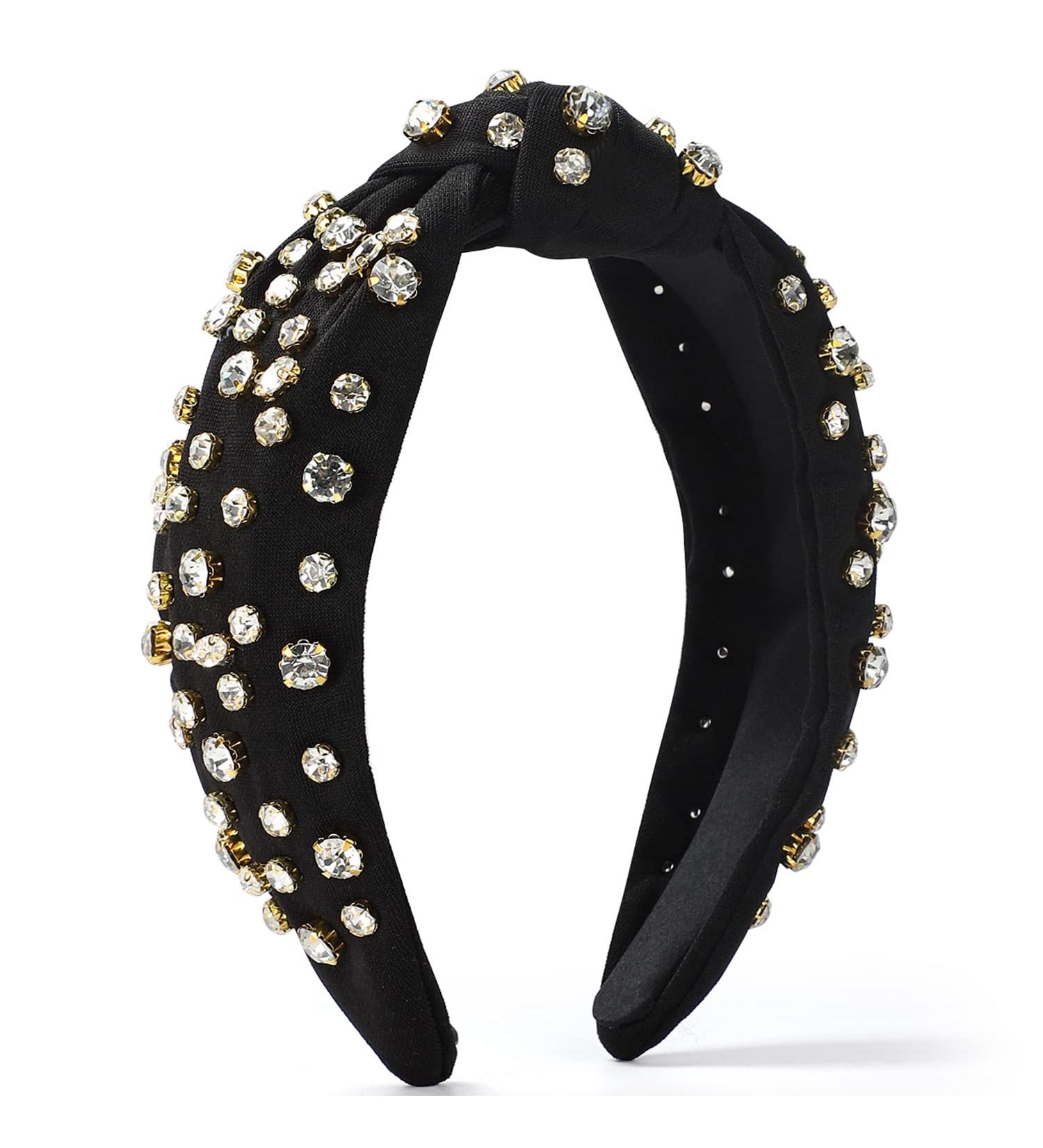 Etercycle Black Rhinestone Headband - Top Knotted Fashion Headband for Women - Buy Online on GoSupps.com