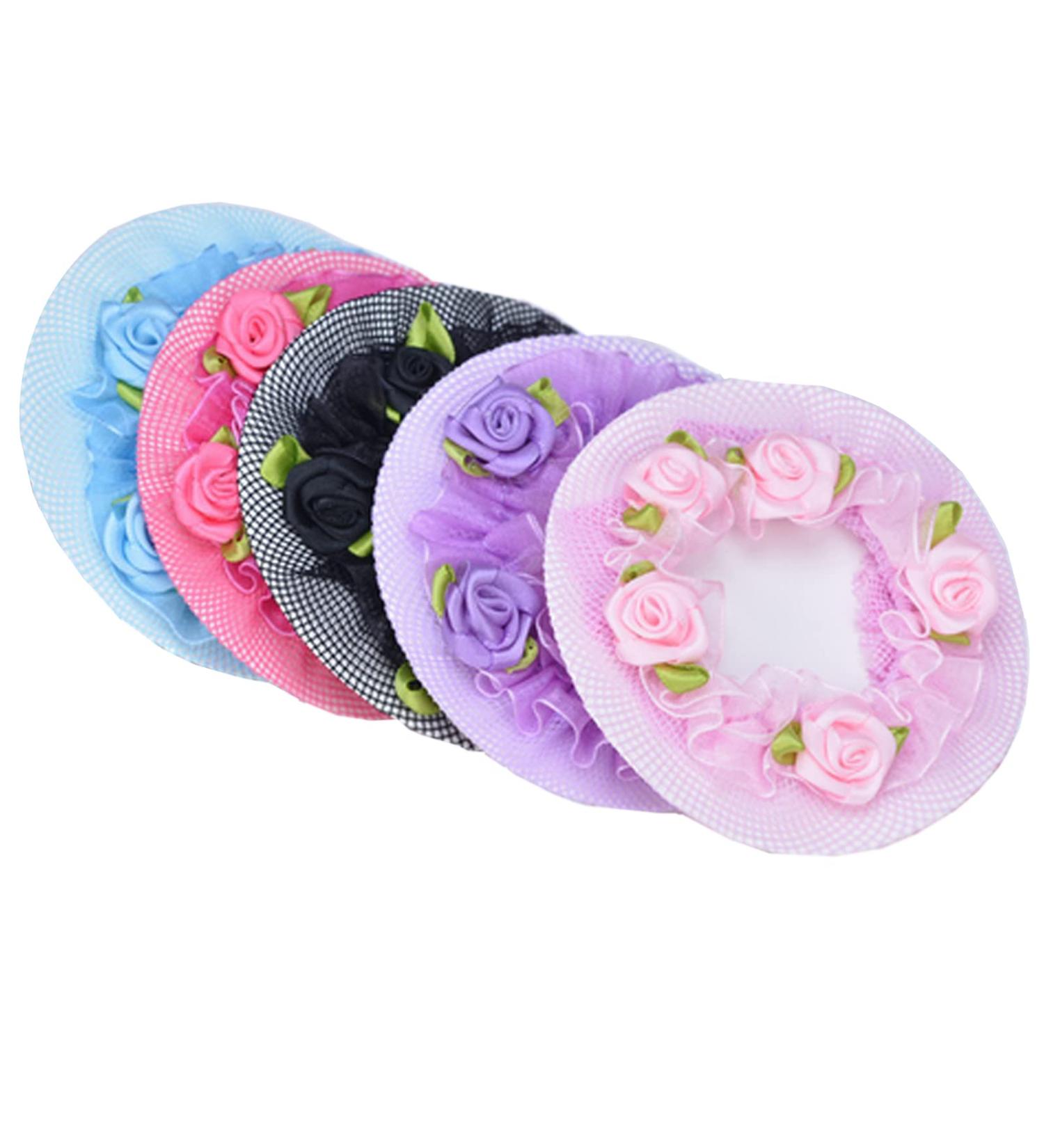 IRIIRIO 5pcs Colored Hair Nets Hair Snood with Flower Edge - Perfect for Ballet, Skating, Gymnastics Performance - Dancers Hair Accessories - Buy Online on GoSupps.com