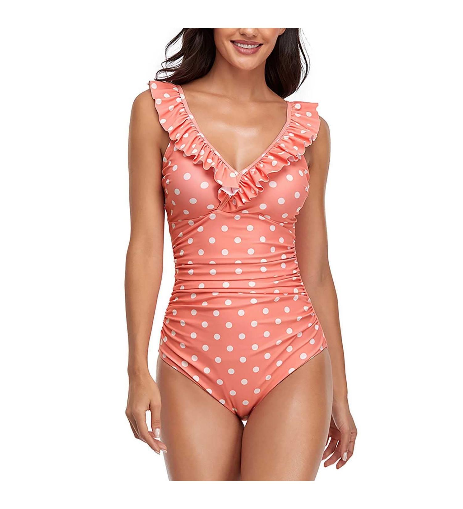 Tankini Ruffles: Swimsuit One Piece Women's Monokini Push Up Bikini V-Neck Sexy Tankini Swimsuit with Leg Swimwear Women's Tankini Tummy Control Swimsuit Women One Piece Beachwear Z-pink XL - Buy Online on GoSupps.com