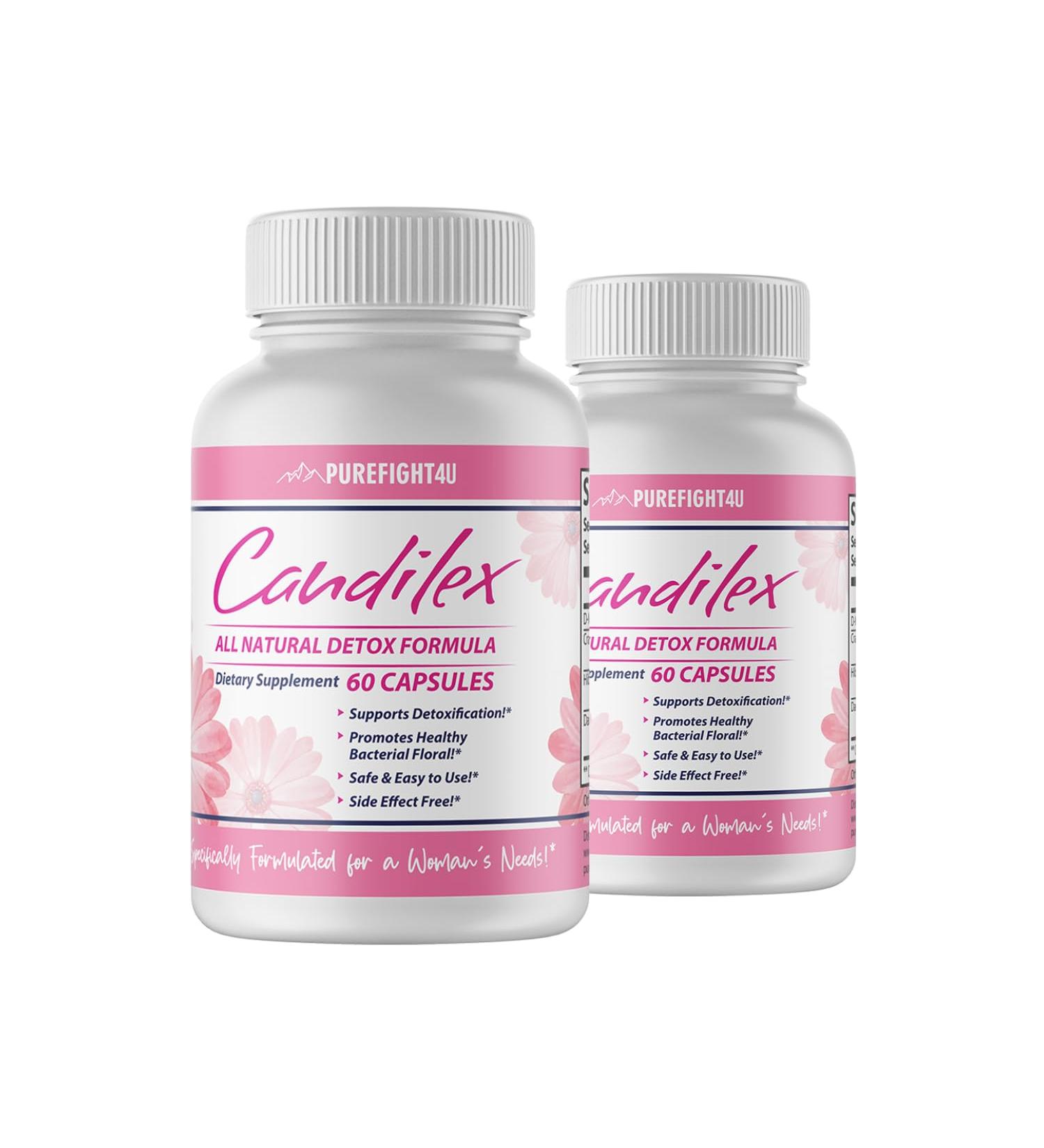PureFight4U Candilex All-Natural Detox Formula Supports Detoxification & Healthy Bacterial Flora Formulated for Woman's Need | Dietary Supplement | 2 Bottles