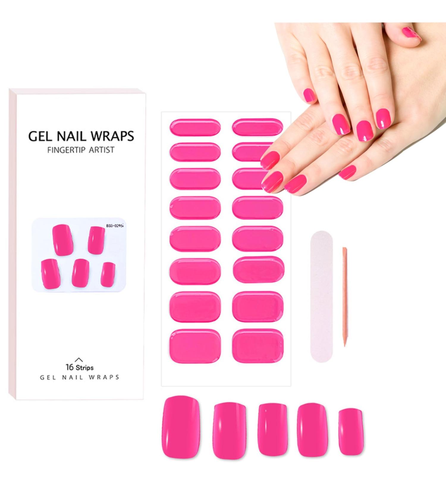 Semi Cured Gel Nail Polish Strips - 20PCS Adhesive Full Wrap Stickers in Natural Pink - Soft Glossy Finish, Nail Art Decoration for Women - Buy Online on GoSupps.com