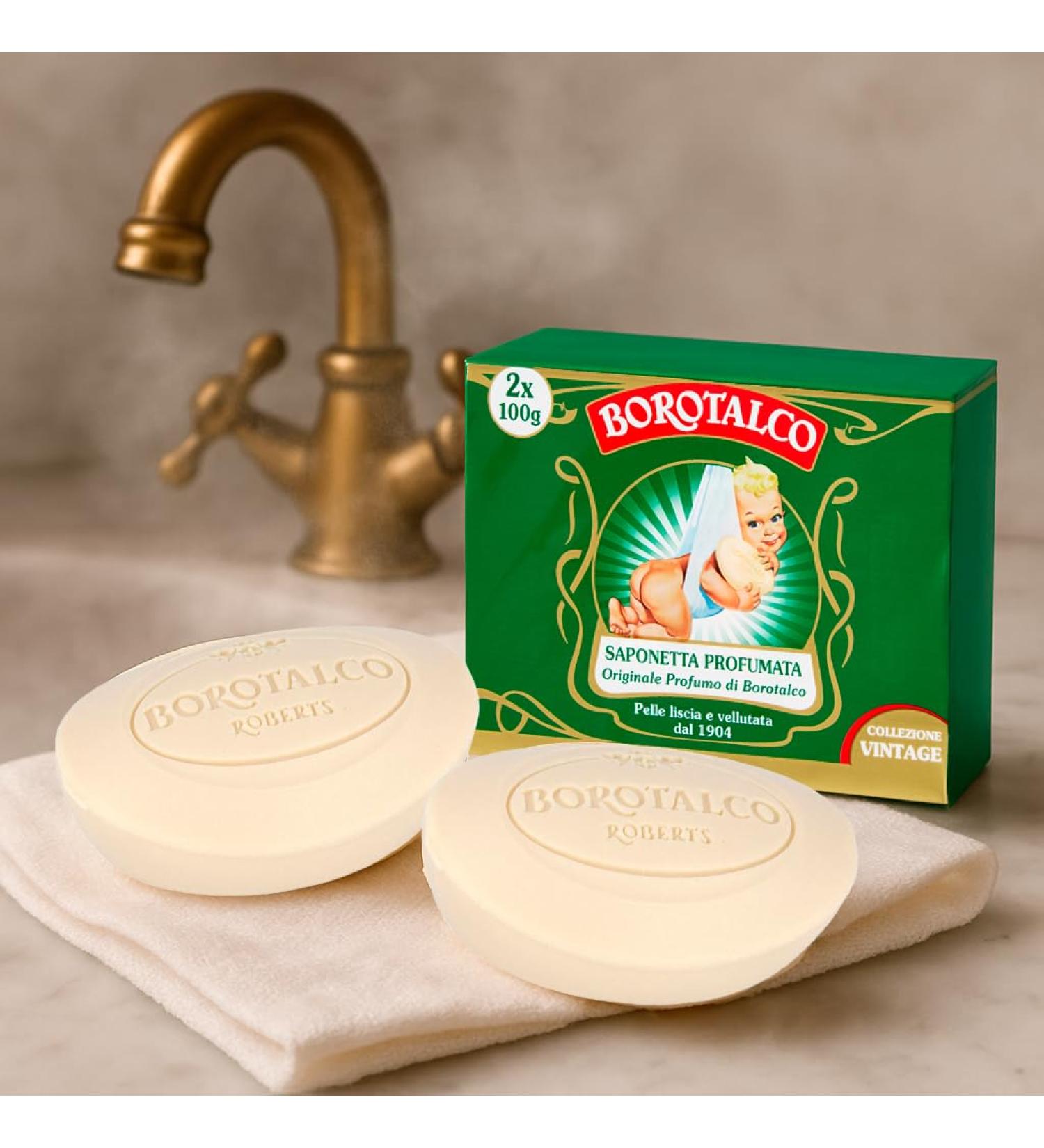  G n rique Borotalco Vintage Solid Soap Retro Italian Baby Soap with Talc Scent for Soft Skin 2x100g - Buy Online on GoSupps.com