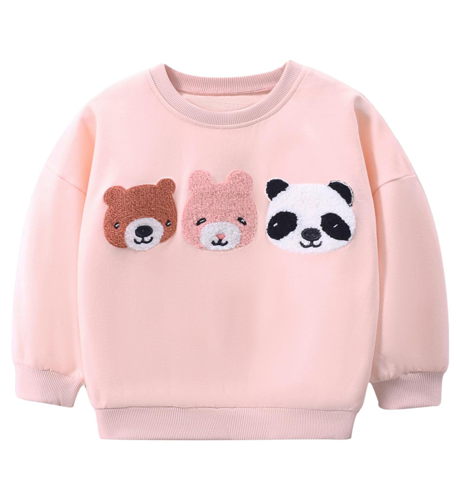Girls Cotton Sweatshirt for Kids | Long Sleeve Pullover Top | Toddler Clothes Ages 1-12 | Bears Design | Size 4-5 Years - Buy Online on GoSupps.com