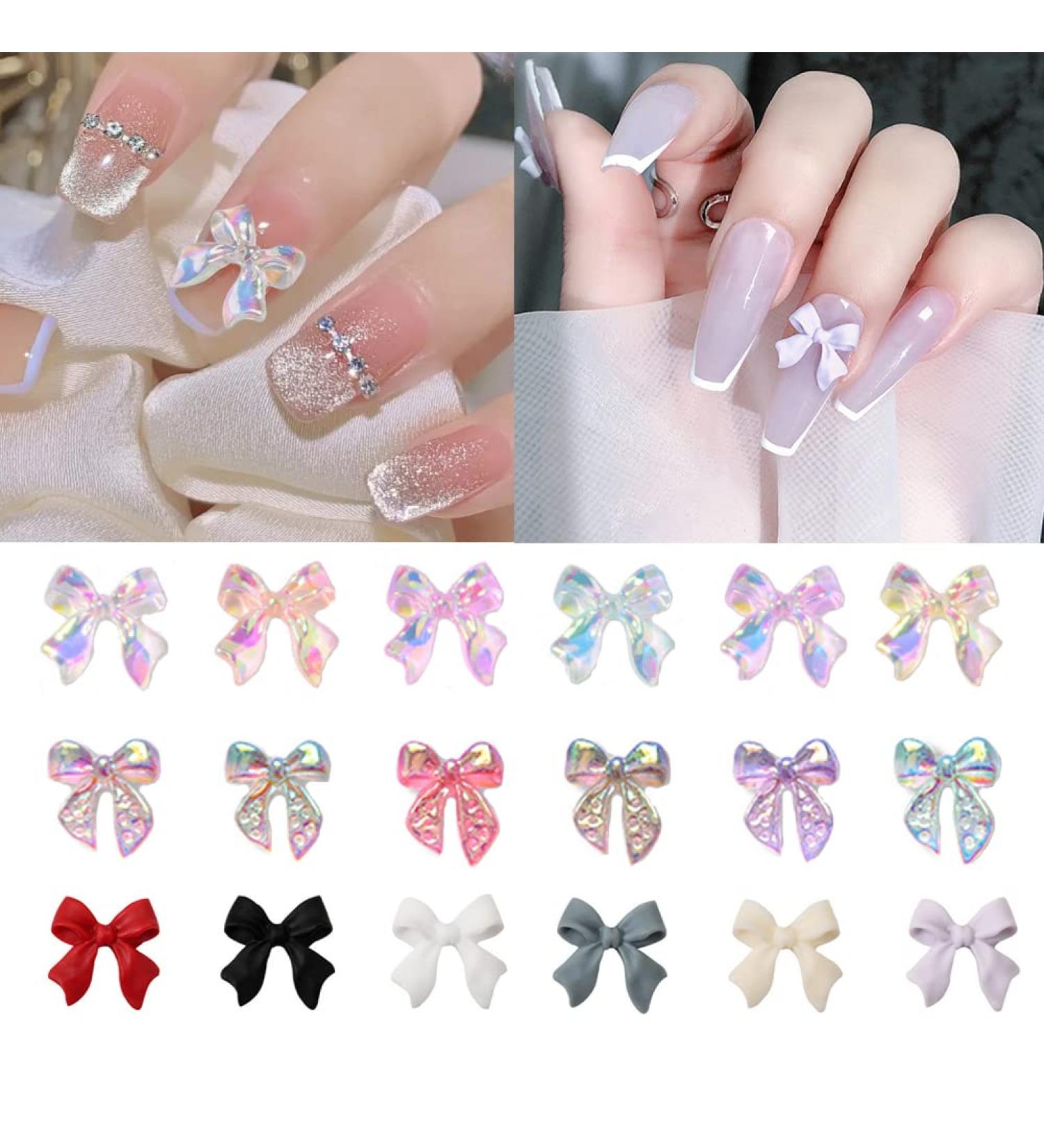 100 Pcs 3D Colorful Aurora Bow Nail Art Resin Rhinestone Charms - Nail Glitter & Accessories - Buy Online on GoSupps.com