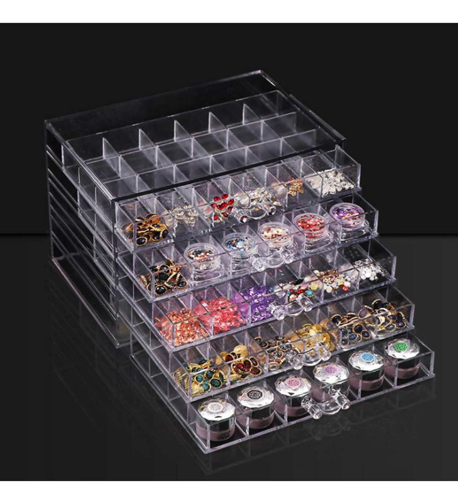 Fake Nail Storage Box 120 Grid DIY Nail Art Decoration Display Storage Box Multi-Layer Transparent Sorting Storage Box for False Nails Earrings Rings Necklaces - Buy Online on GoSupps.com
