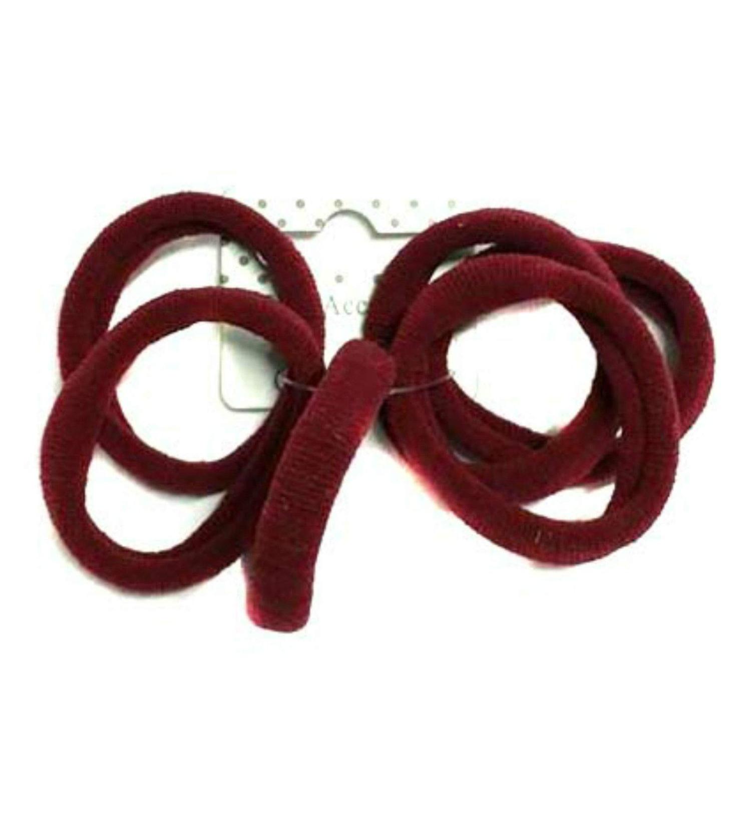 Set of 6 Burgundy Soft Jersey Endless Hair Elastics Bobbles Bands