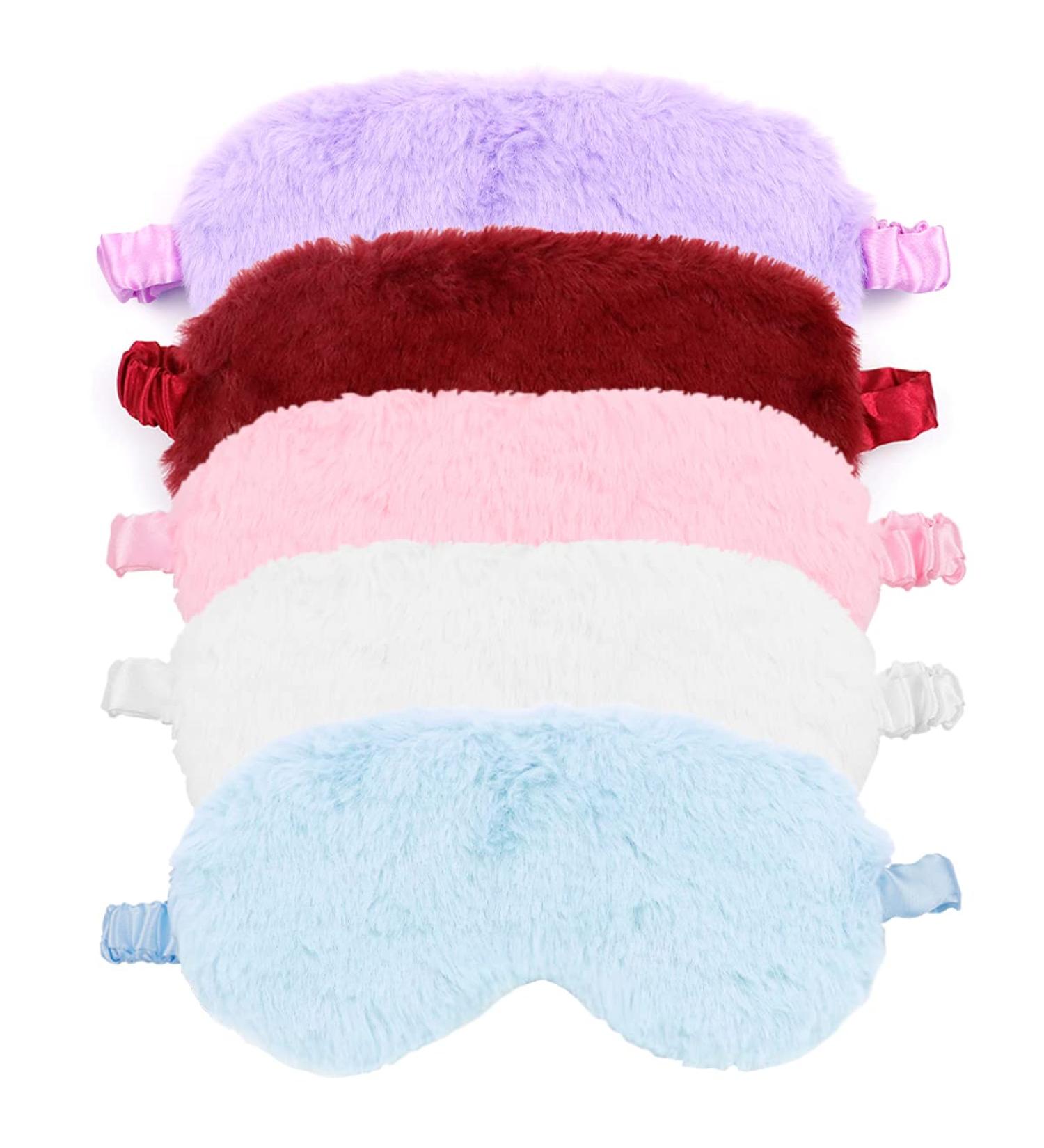 Plush Eye Mask Set - Soft Sleeping Blindfold for Girls, Women, Kids - 5 Pieces Fluffy Eye Covers - Perfect for Birthday Party Favors - Buy Online on GoSupps.com