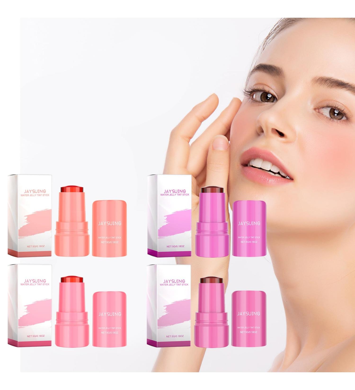 4PCS Jelly Blush Stick Set Milk Jelly Tint Blush Lip Stick Long Lasting Milk Jelly Blush Stick-1 000+ Swipes Per Stick Watercolor Finish Build Long Lasting Moisturizing Bar - Buy Online on GoSupps.com