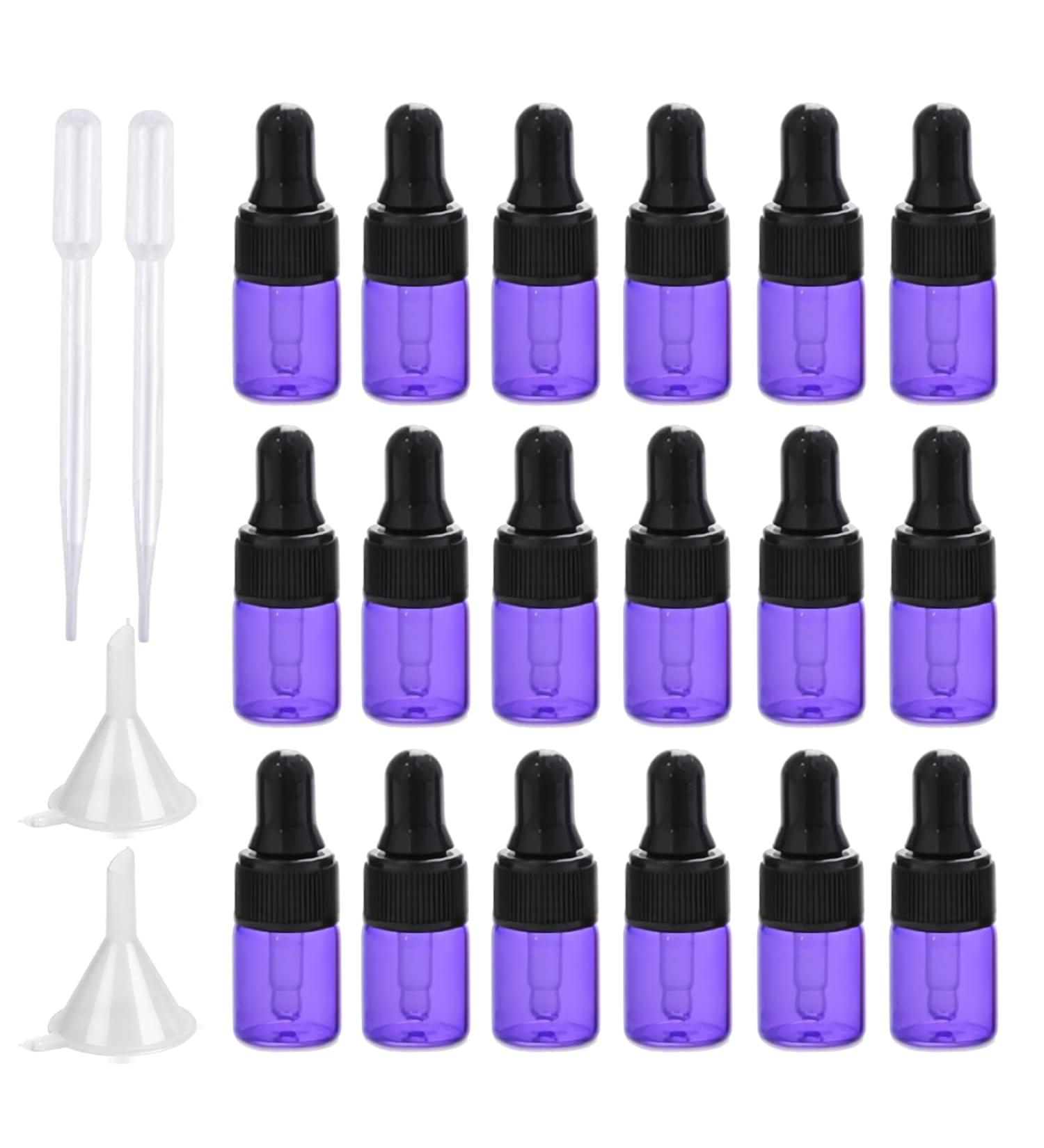 BPZXL 20-Pack Empty 2ml Purple Glass Pipette Bottles - Ideal for Aromatherapy & Essential Oils - Buy Online on GoSupps.com