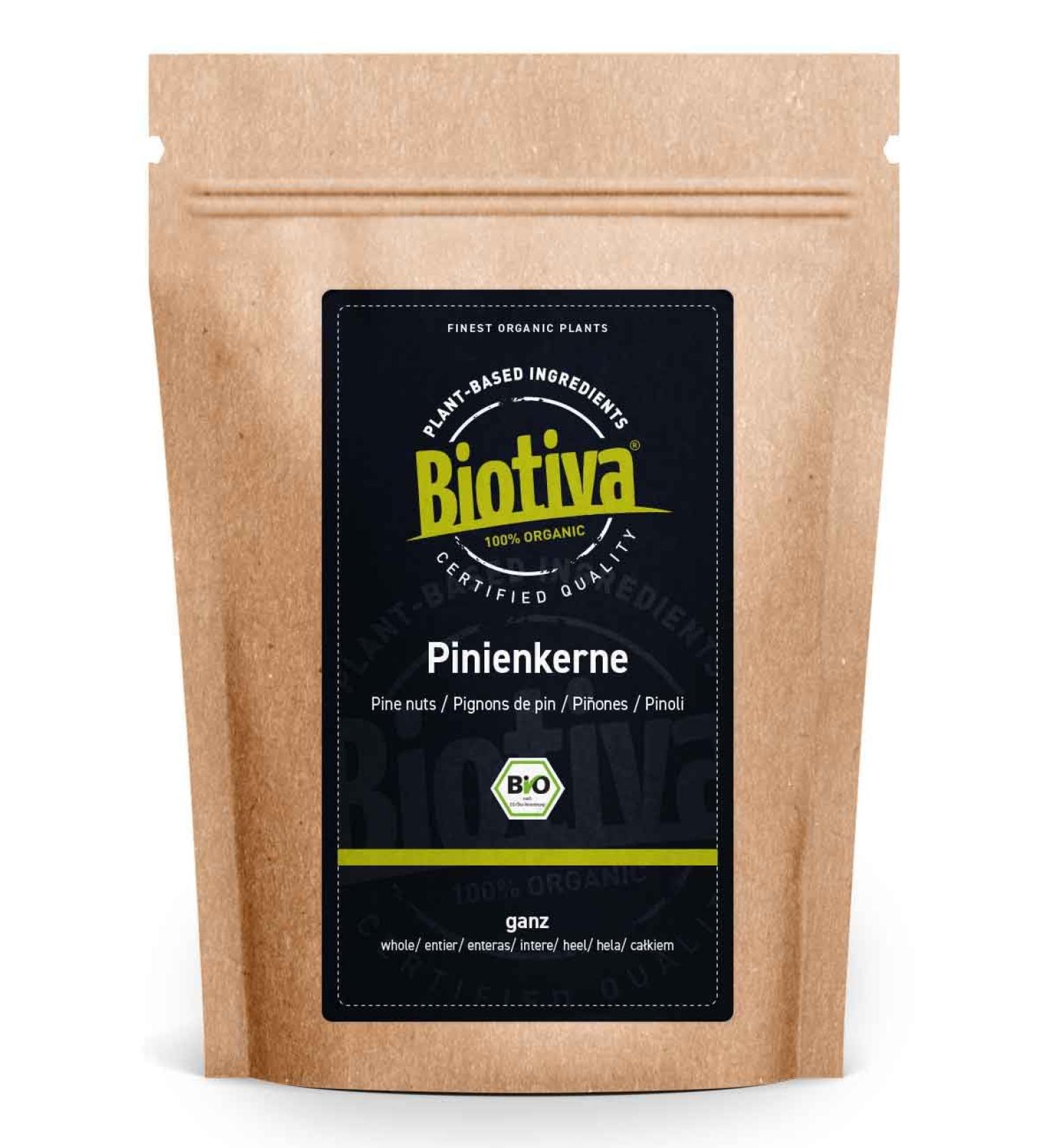 Buy Biotiva Organic Pine Nuts 500g - Premium Quality Certified & Controlled Cultivation - Ship Worldwide - Buy Online on GoSupps.com