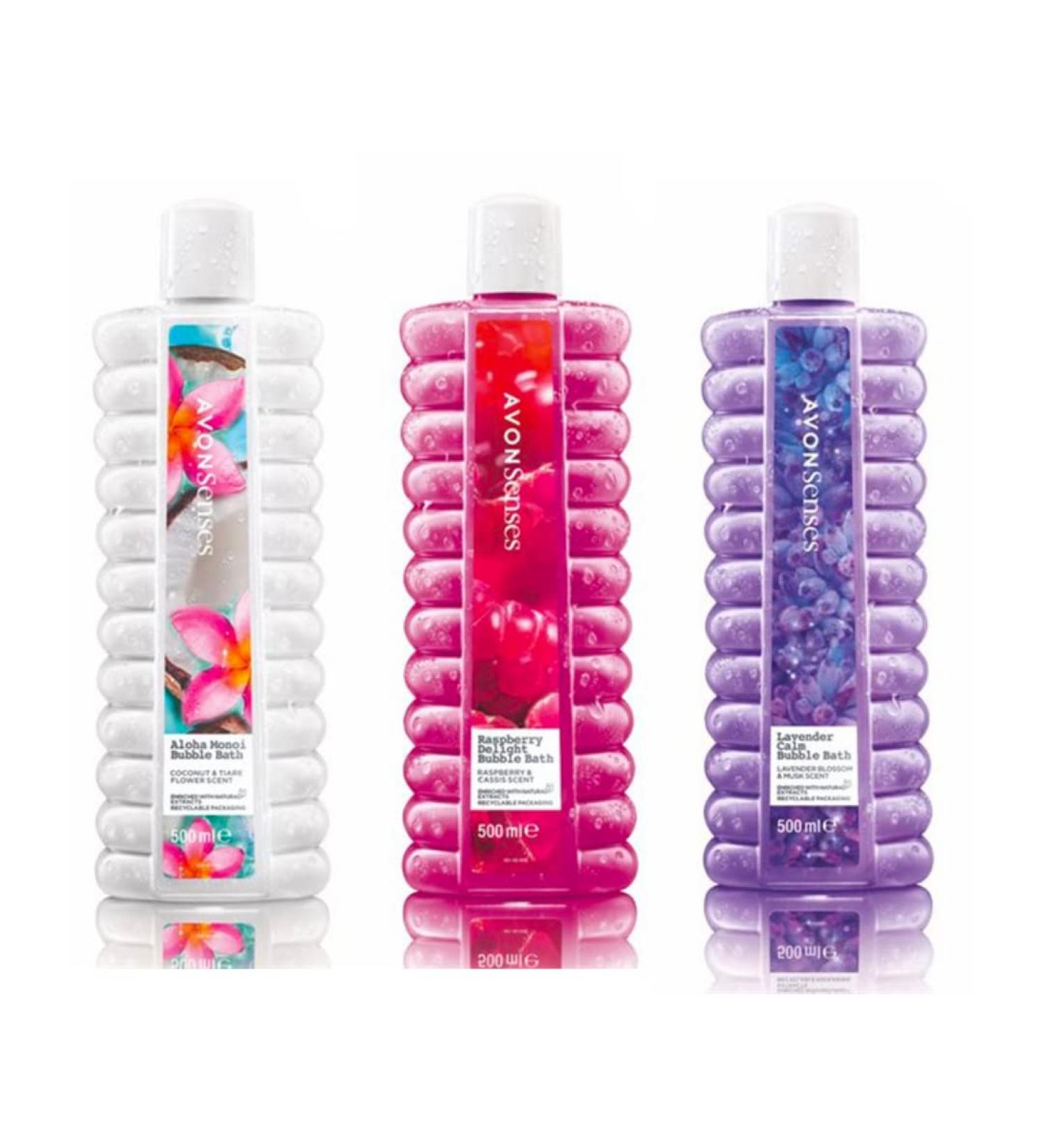 Avon Lavender Calm, Aloha Monoi & Raspberry Delight Bubble Bath Set - 3 x 500ml - Multicolour - Buy Online on GoSupps.com