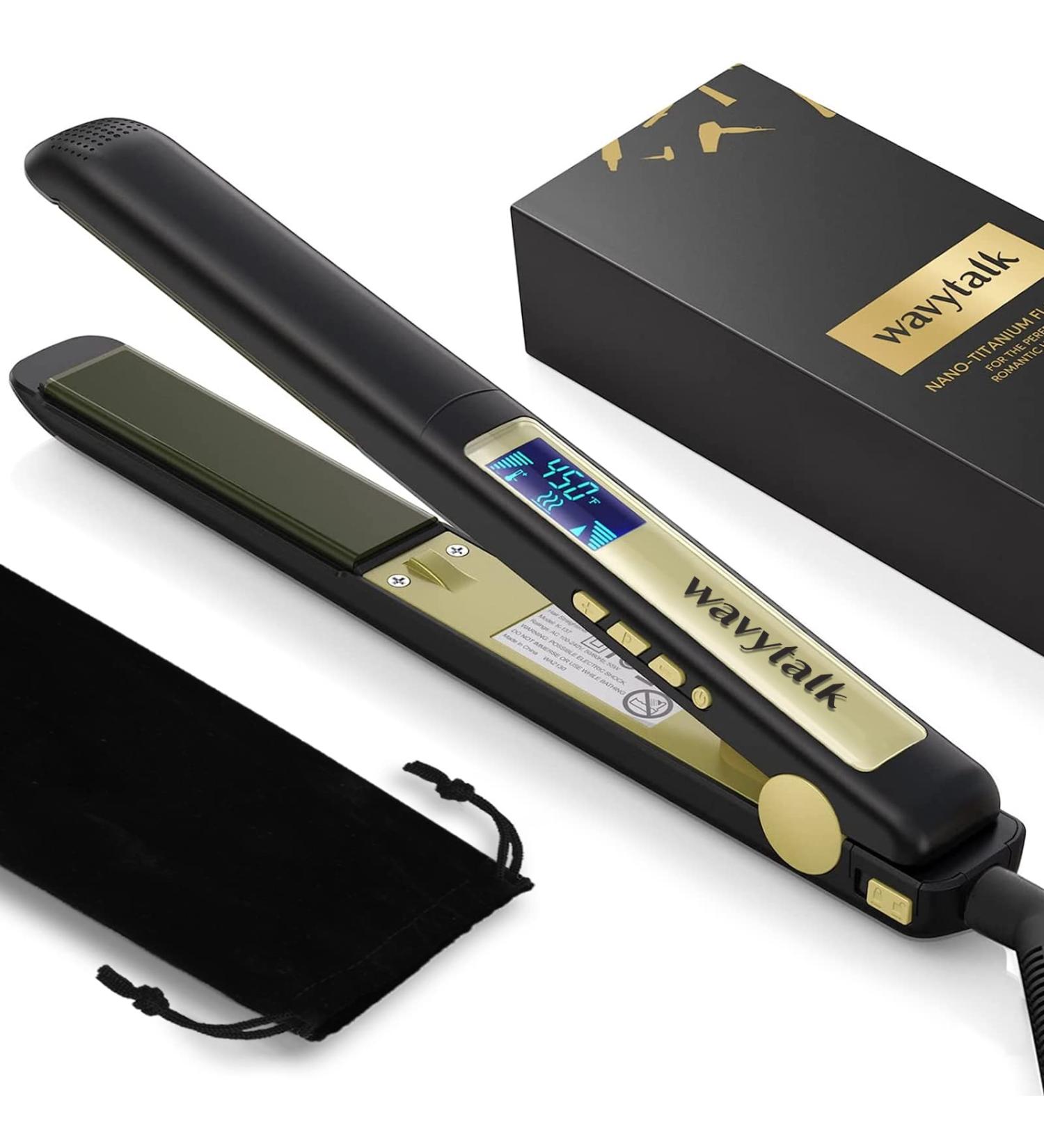 Wavytalk 100% Pure Titanium Hair Straightener | Dual Voltage 1 Inch Flat Iron | Silky Hair Instantly | 170 -450 | Matt Black - Buy Online on GoSupps.com