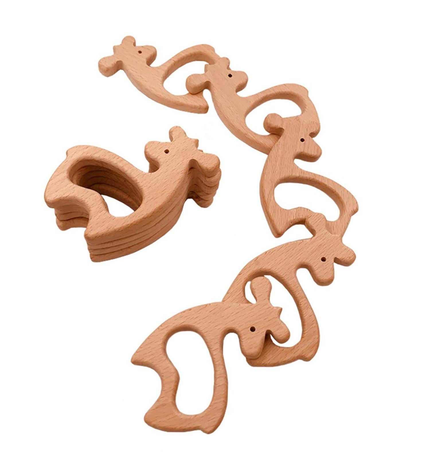 Wendysun 10pcs Cartoon Wood Teether: Natural Deer Shape Baby Teething Toy - Buy Online on GoSupps.com