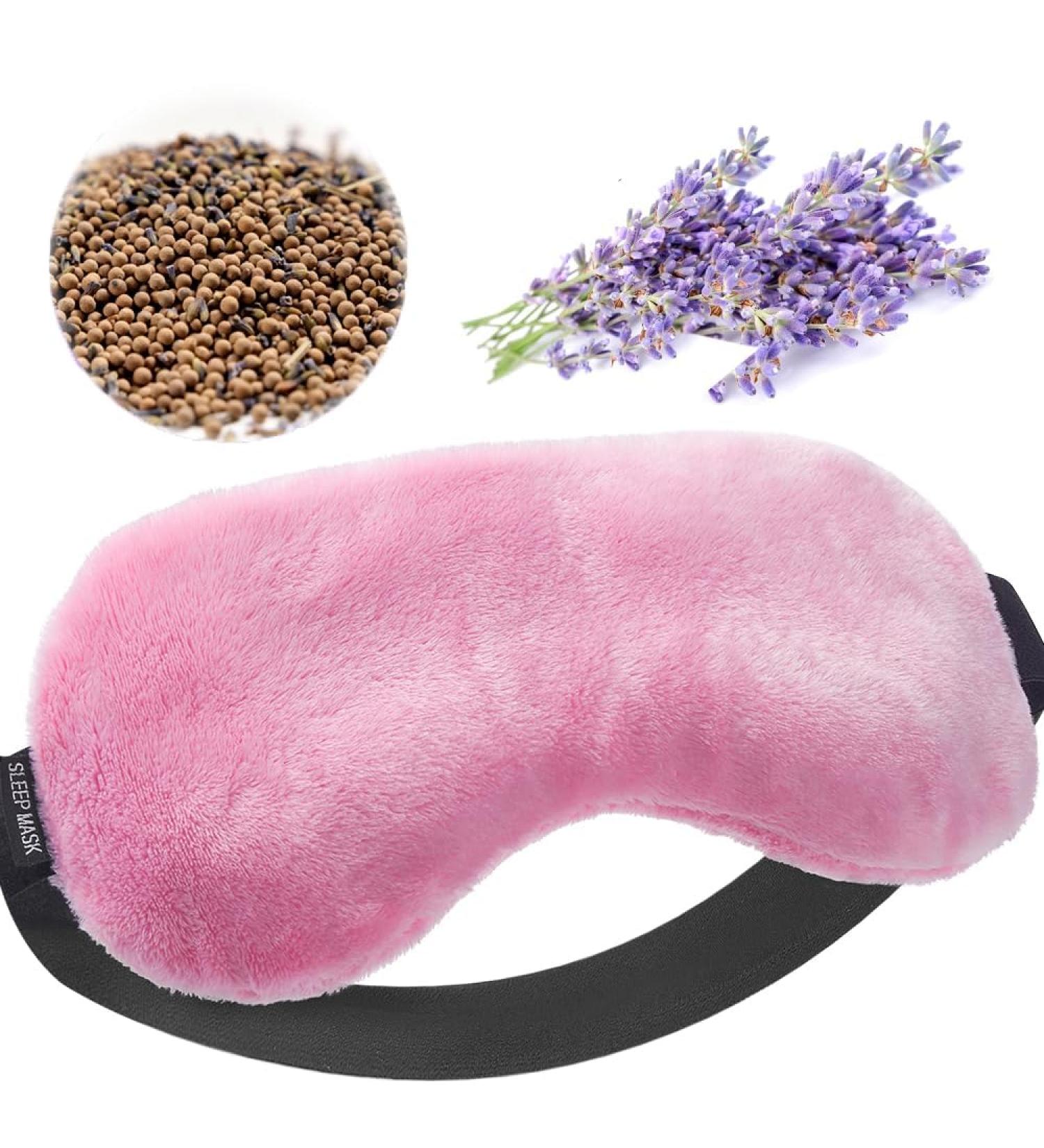 Shop Lavender Eye Mask - Aromatherapy Weighted Sleep Mask for Dry Eyes & Pain Relief | Hot & Cold Therapy Eye Cover - Pink - Buy Online on GoSupps.com
