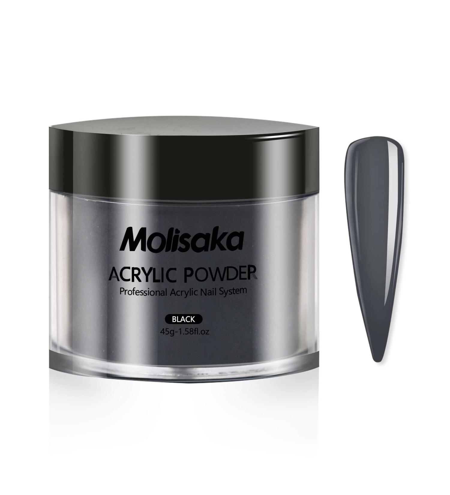 Molisaka Black Acrylic Nail Powder - Professional Glitter Long-Lasting Extension French Nail Art - Acrylic Supplies Set for Beginners (1.58oz) - Buy Online on GoSupps.com