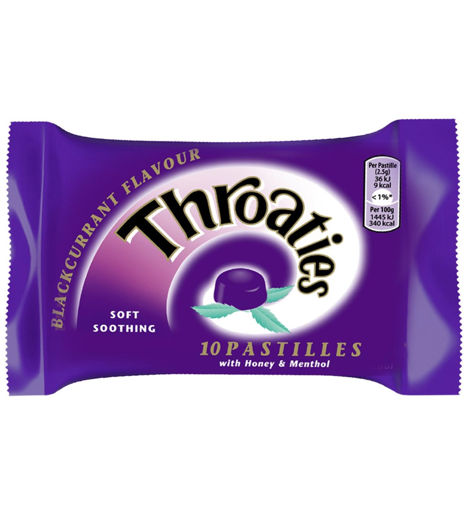 Throaties Blackcurrant Flavour Pastilles - Pack of 24 Total 240