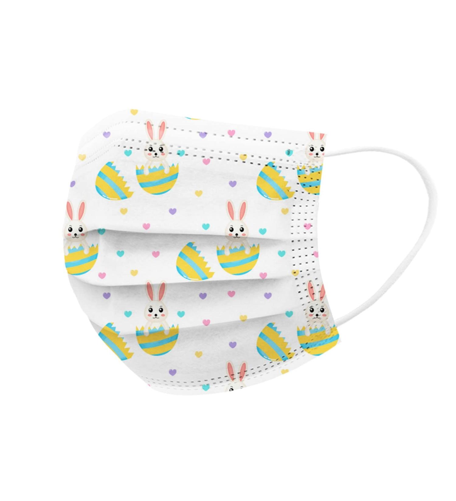 SDFRK 10-Piece Adult Fabric Masks - One-Way Mouth Protection with Easter Print & 3-Layer Cartoon Motif Scarf - Ideal for Men & Women - Buy Online on GoSupps.com