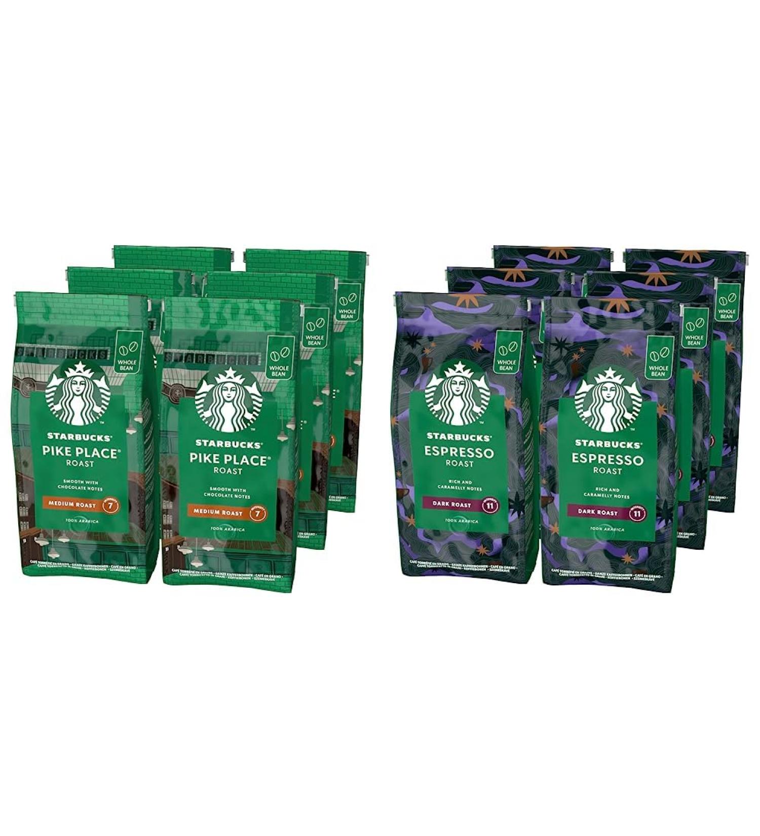 STARBUCKS Pike Place Roast Torr faction Ambr e Caf en Grains 200g (Pack de 6) & Espresso Roast Torr faction Brune Caf en Grains 200g (Pack de 6) - Buy Online on GoSupps.com