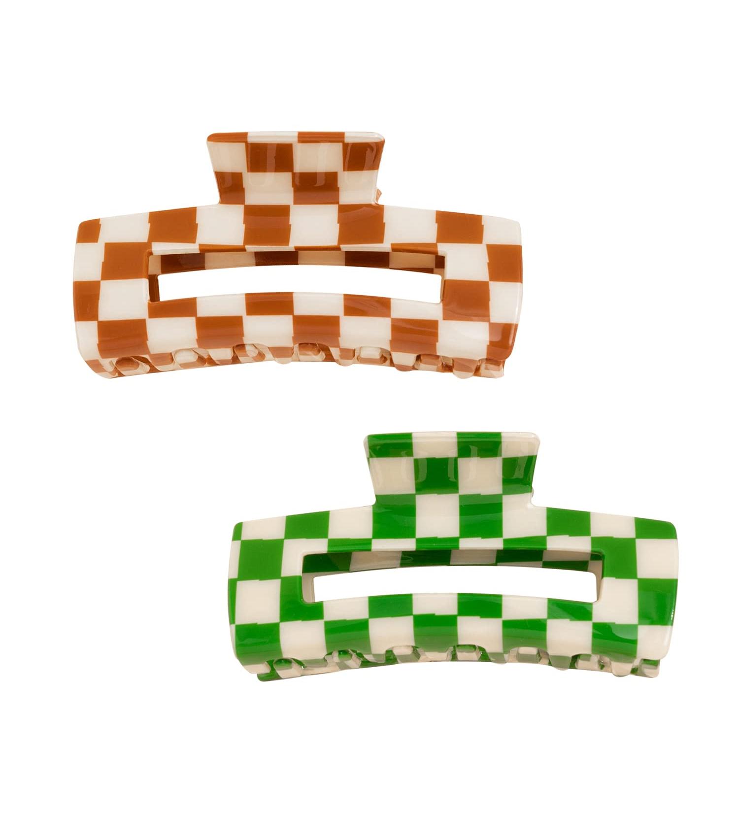 TODEROY Large Hair Claw Clips for Women - Green&Khaki-L Aesthetic Plaid Checker Design - Buy Online on GoSupps.com