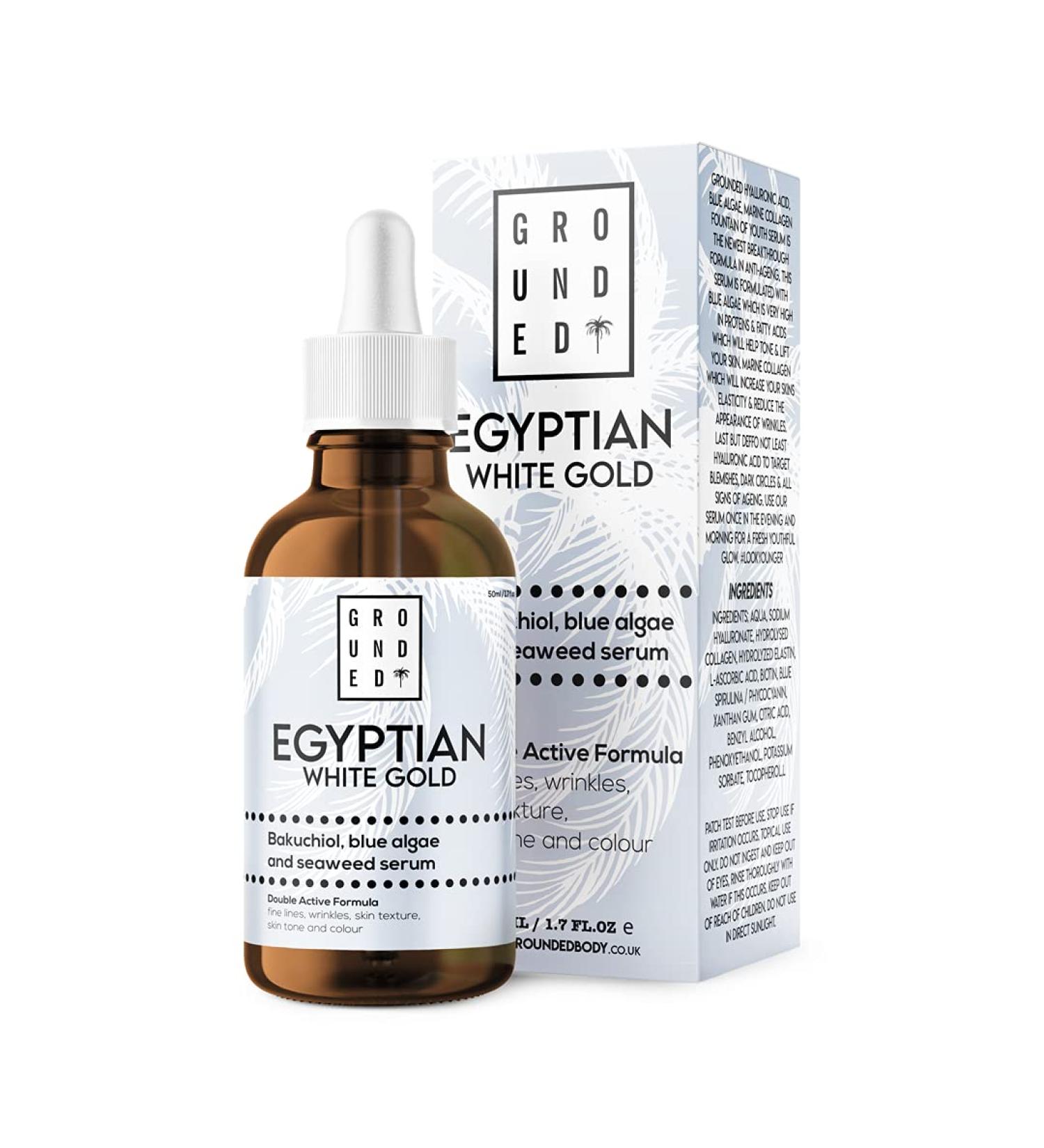 Egyptian White Gold Hyaluronic Acid Blue Algae & Seaweed Extract Face Serum Anti-Aging Fine Lines Wrinkles